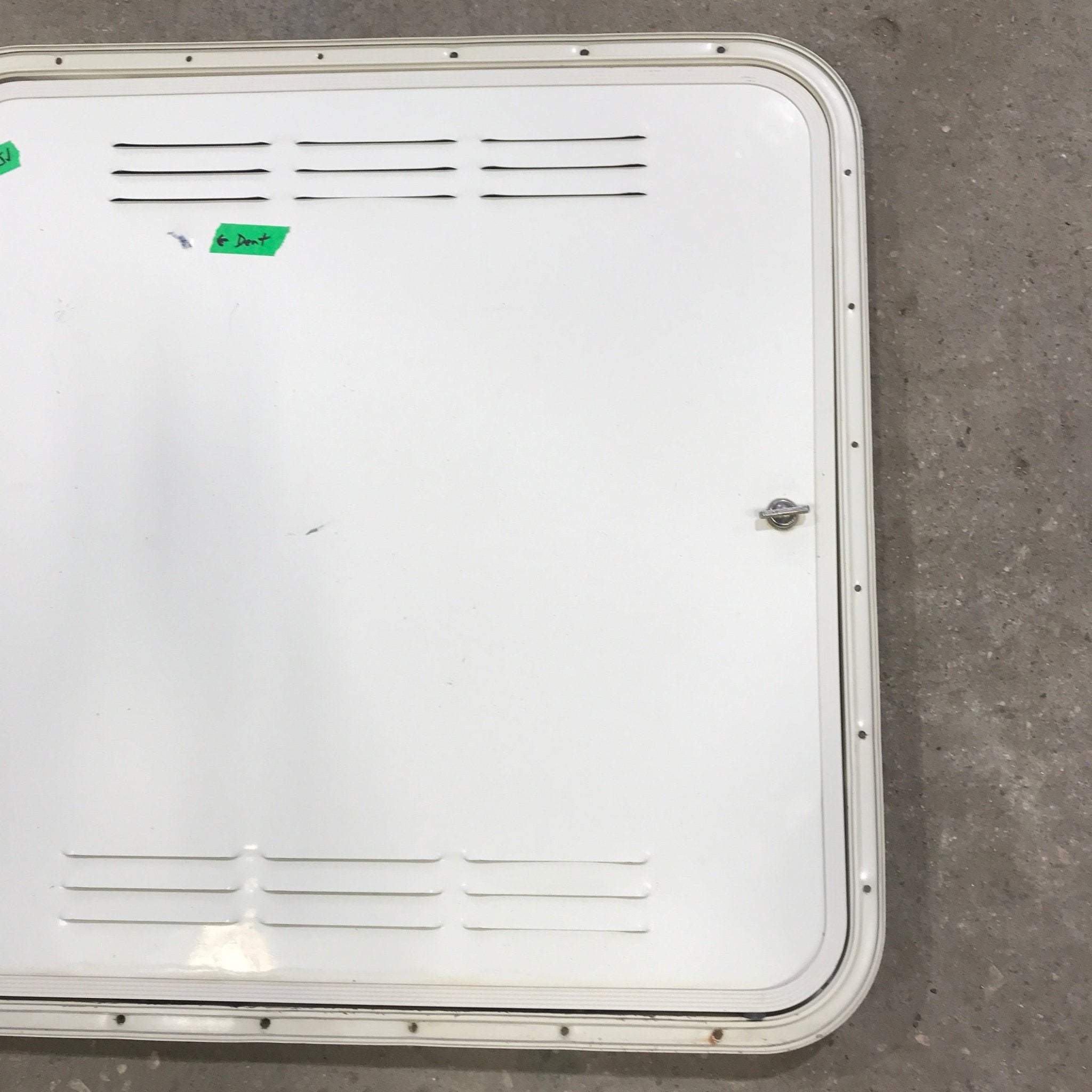 Used Radius Cornered Propane / Battery Cargo Door 26 3/4" x 27" x 1 D - Young Farts RV Parts