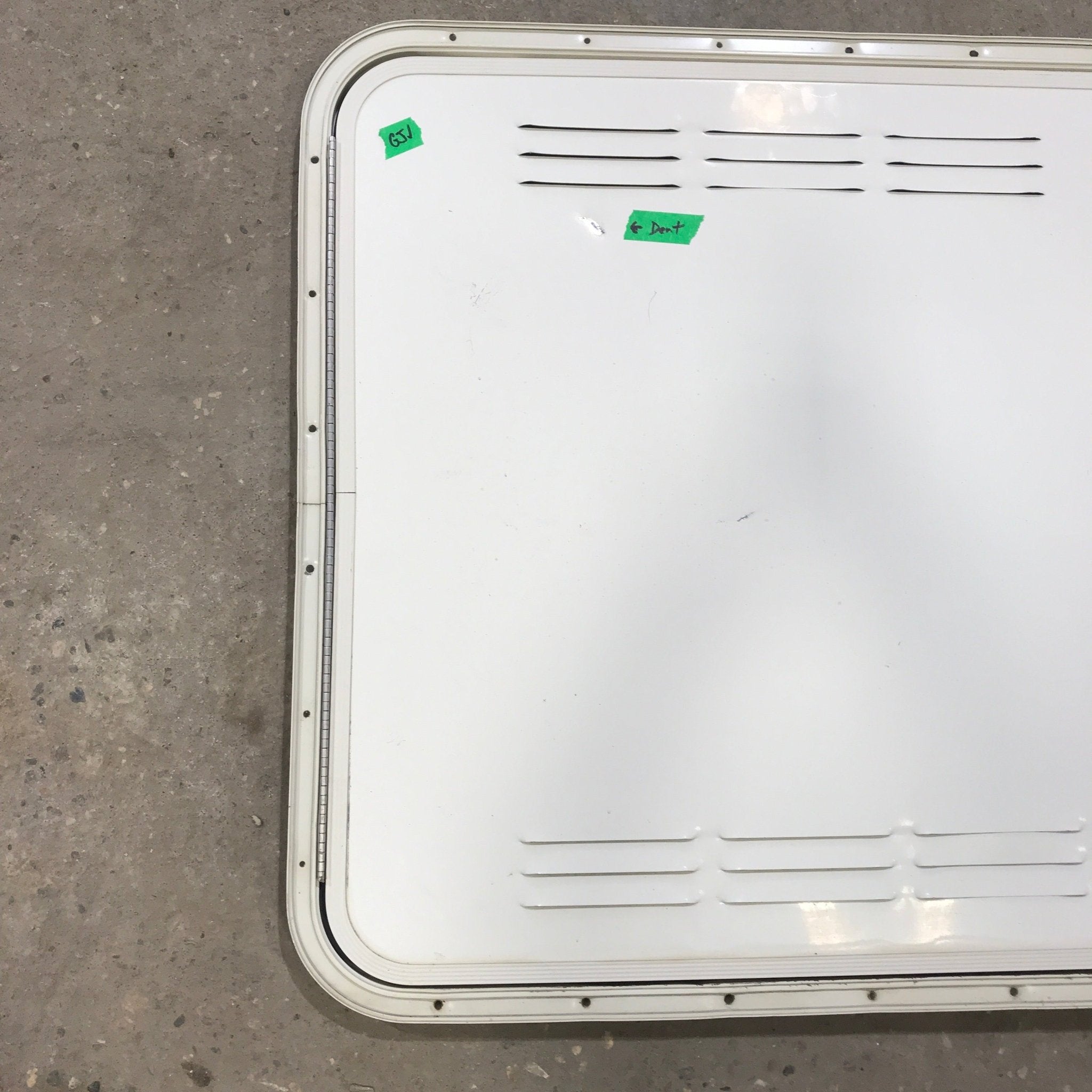 Used Radius Cornered Propane / Battery Cargo Door 26 3/4" x 27" x 1 D - Young Farts RV Parts