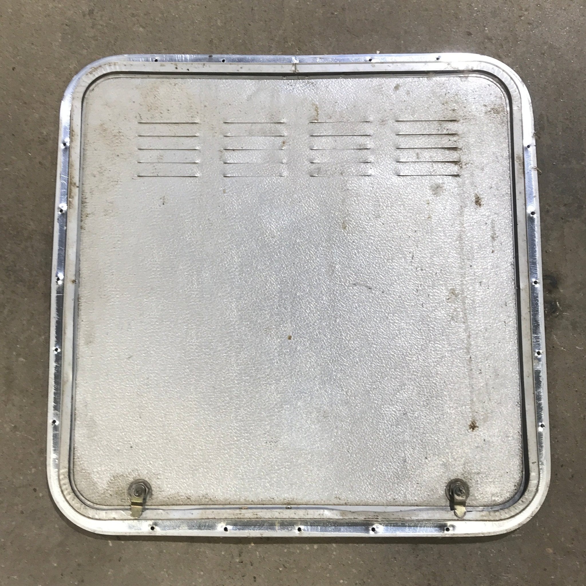 Used Radius Cornered Propane / Battery Cargo Door 26" x 26" x 1 1/4" D - Young Farts RV Parts