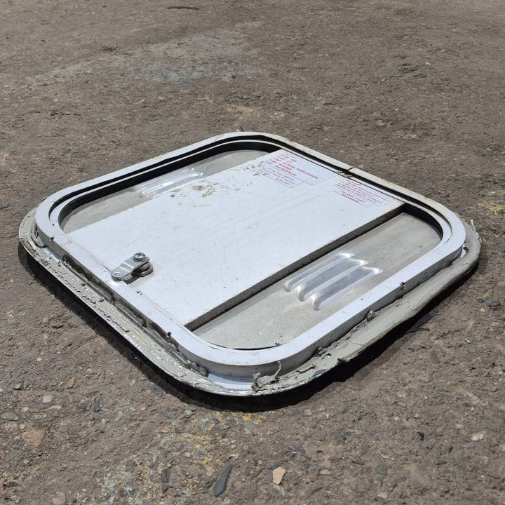 Used Radius Cornered Propane/ Battery Door - 14 7/8" X 14 7/8" X 1/2" - Young Farts RV Parts