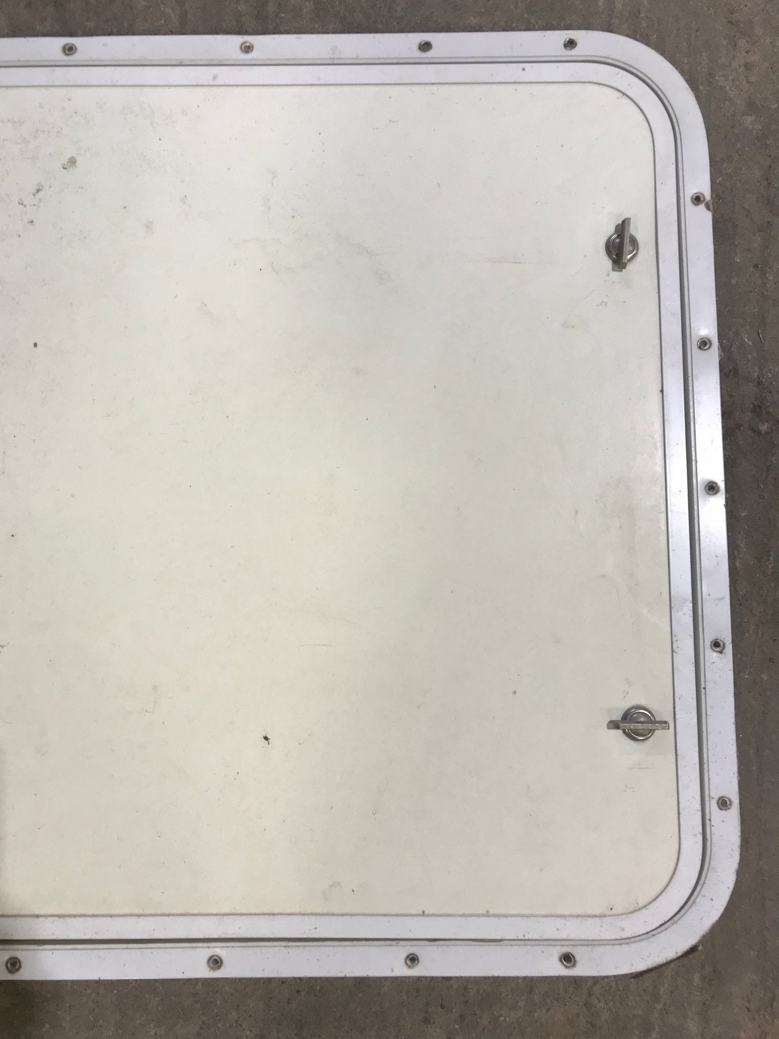 Used Radius Cornered Propane Cargo Door 29 3/4" x 23 3/4" x 3/4" D - Young Farts RV Parts
