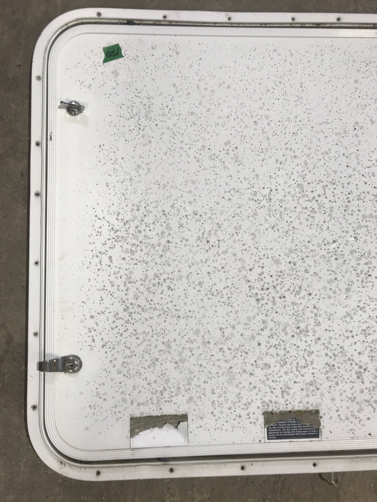 Used Radius Cornered Propane Cargo Door 29 7/8" x 25 7/8" x 3/4 "D - Young Farts RV Parts