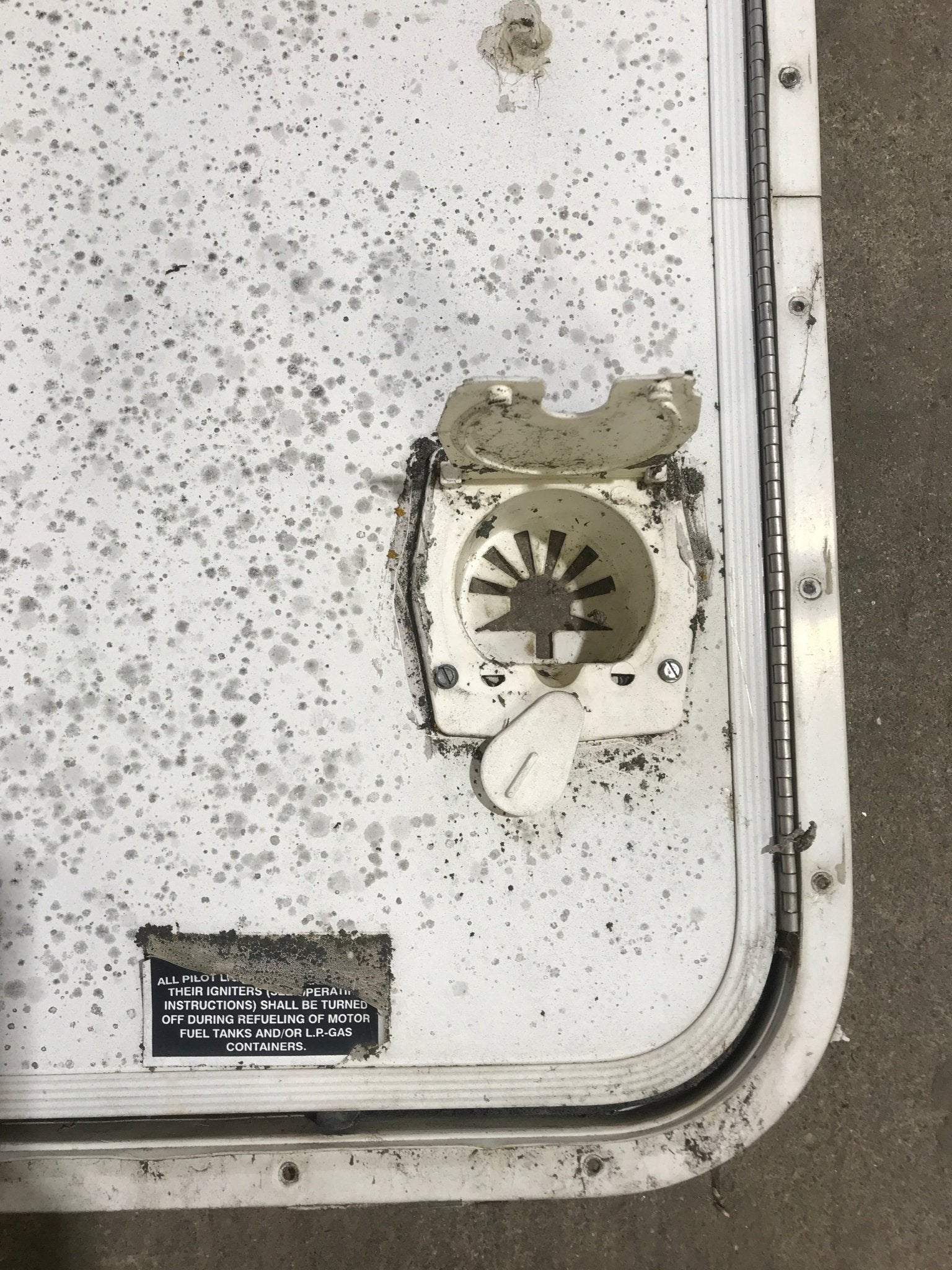 Used Radius Cornered Propane Cargo Door 29 7/8" x 25 7/8" x 3/4 "D - Young Farts RV Parts