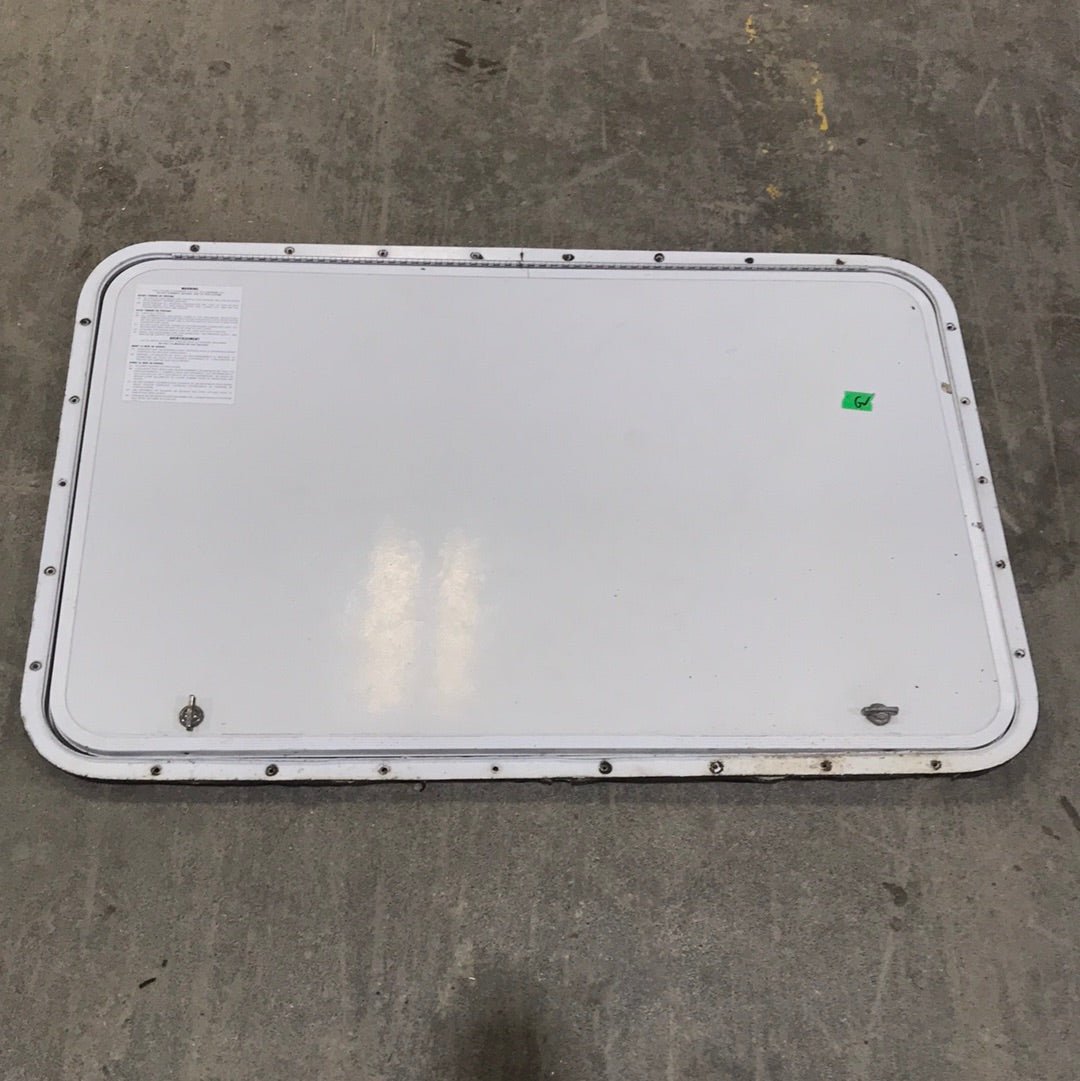 Used Radius Cornered Propane Cargo Door 35 3/4" W x 23 1/2" H x 5/8" D - Young Farts RV Parts