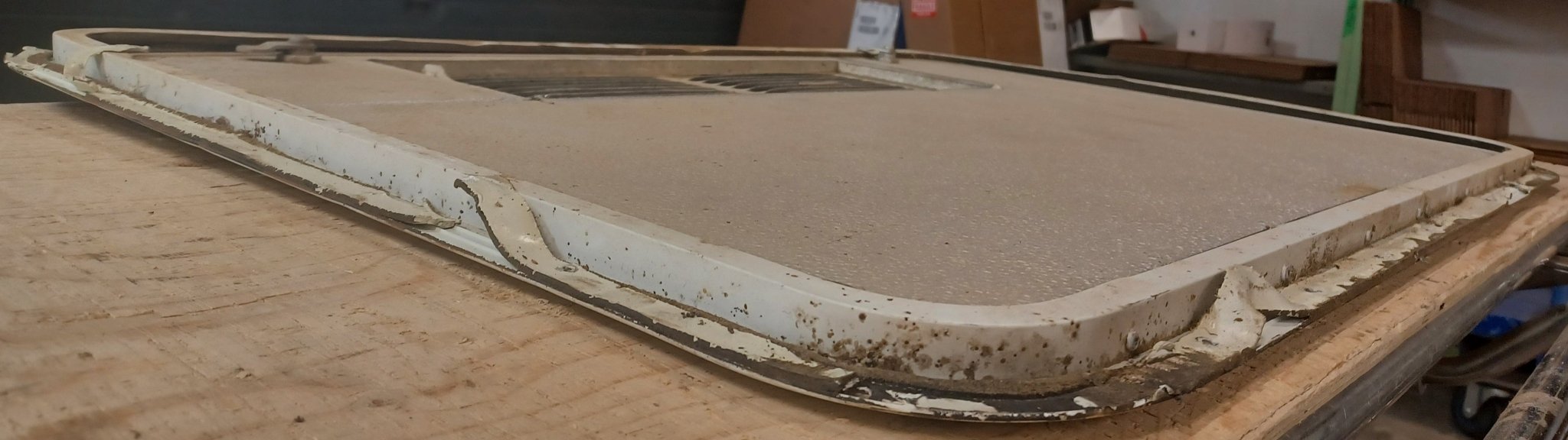 Used Radius Cornered Propane Cargo Door 36" x 23 1/4" x 5/8"D - Young Farts RV Parts