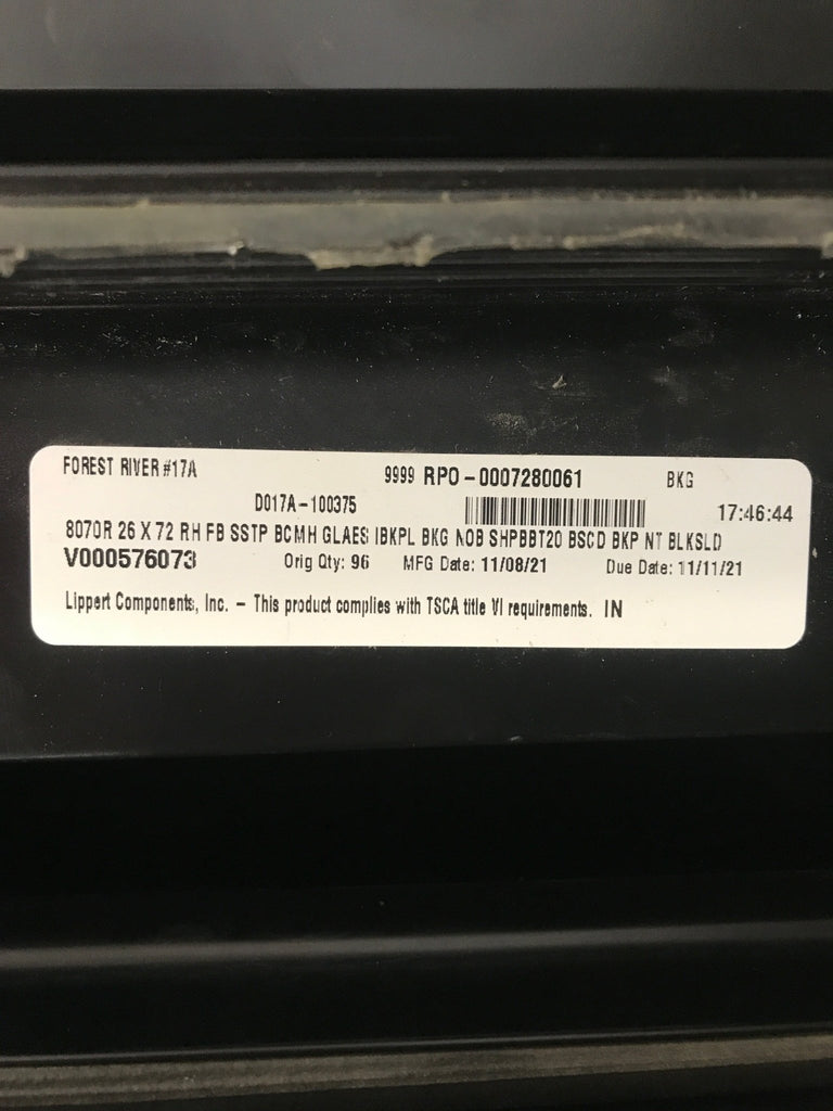 Used Radius Entry Door 72" H x 25 1/2" W - Young Farts RV Parts