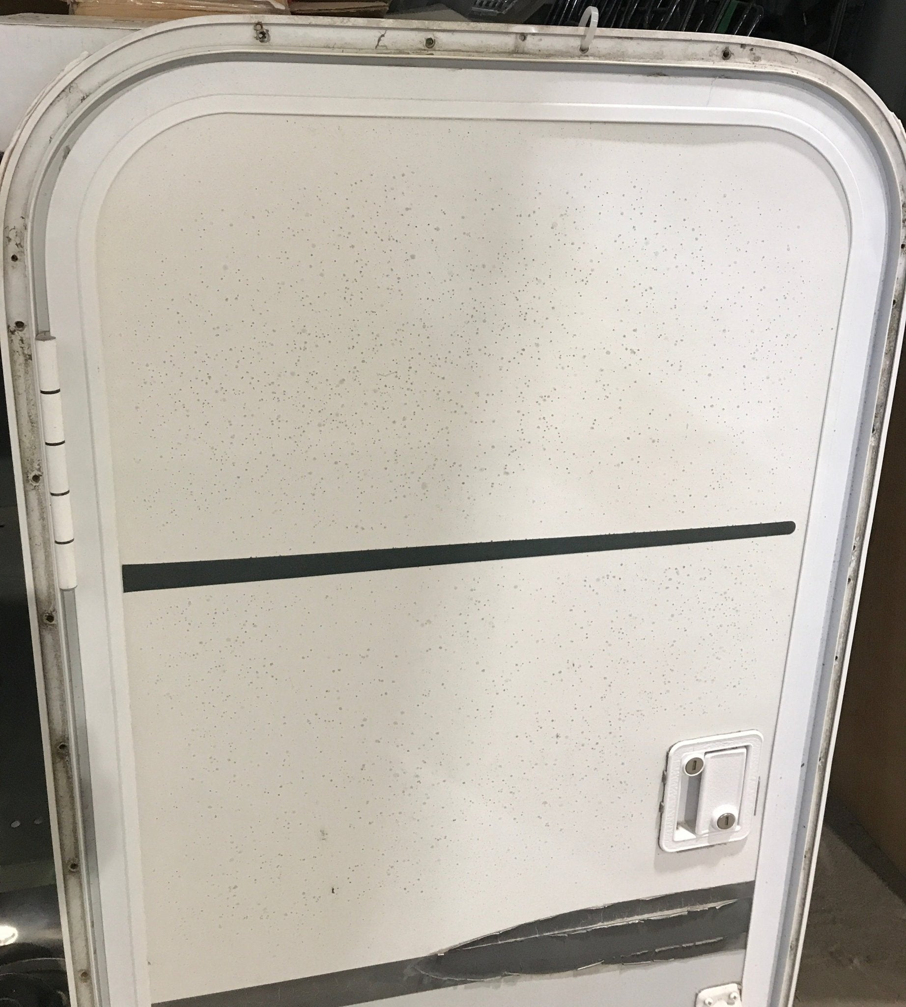 Used Radius Storage/ Teardrop Trailer Entry Door 44" x 22" x 1 1/2" D - Young Farts RV Parts