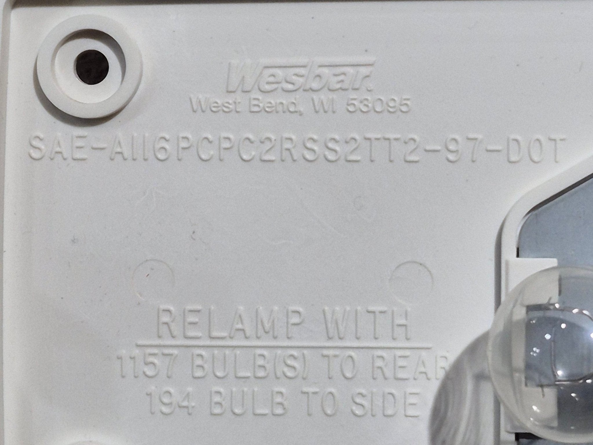 Used RARE Wesbar Wrap Around Tail Light Assembly - Passenger Side - Young Farts RV Parts