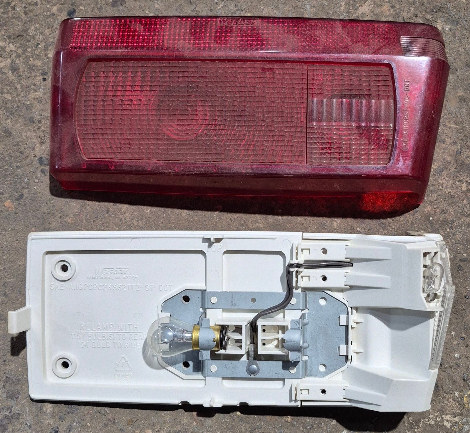 Used RARE Wesbar Wrap Around Tail Light Assembly - Passenger Side - Young Farts RV Parts
