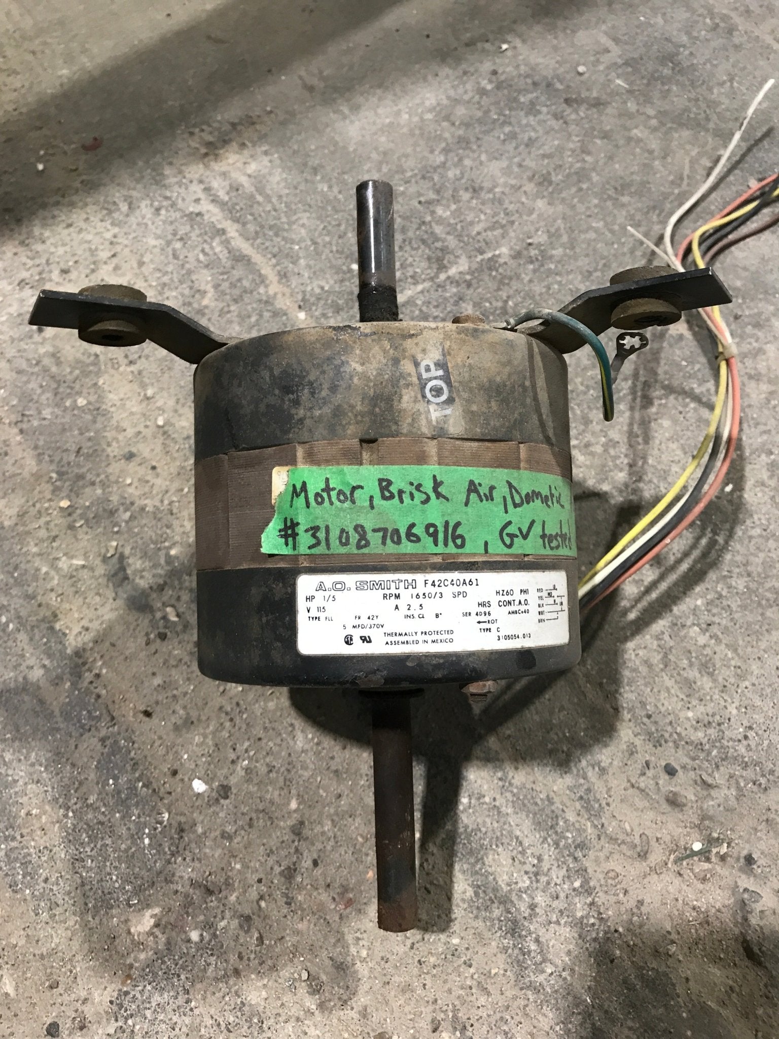 Used Replacement for Dometic BRISK AC Motor 3108706.916 - Young Farts RV Parts