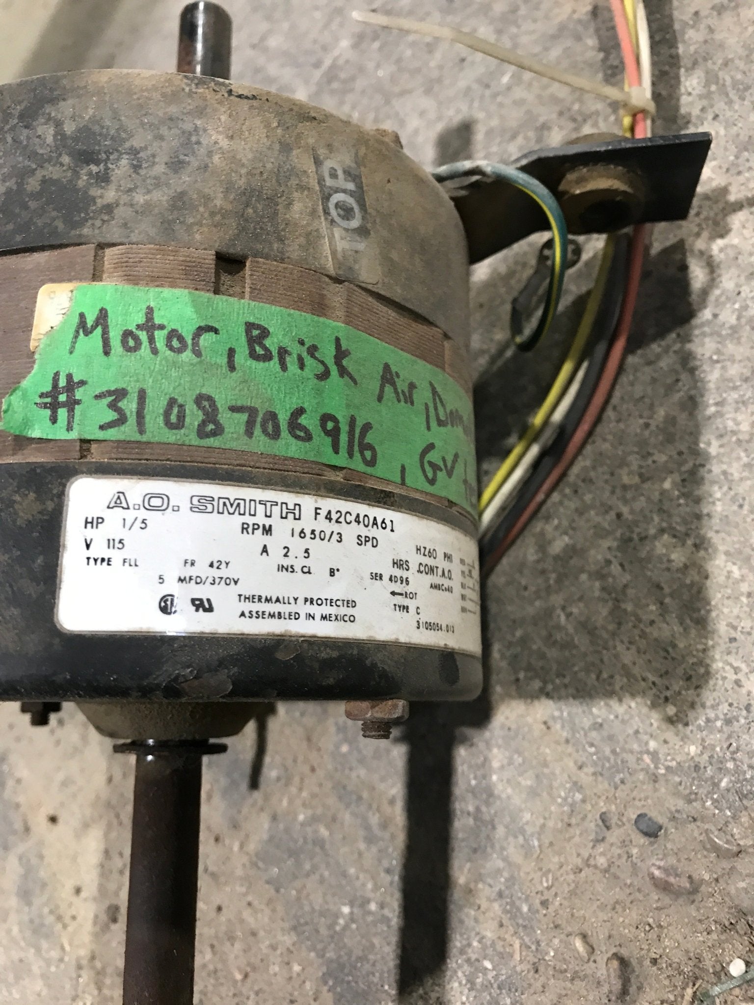 Used Replacement for Dometic BRISK AC Motor 3108706.916 - Young Farts RV Parts