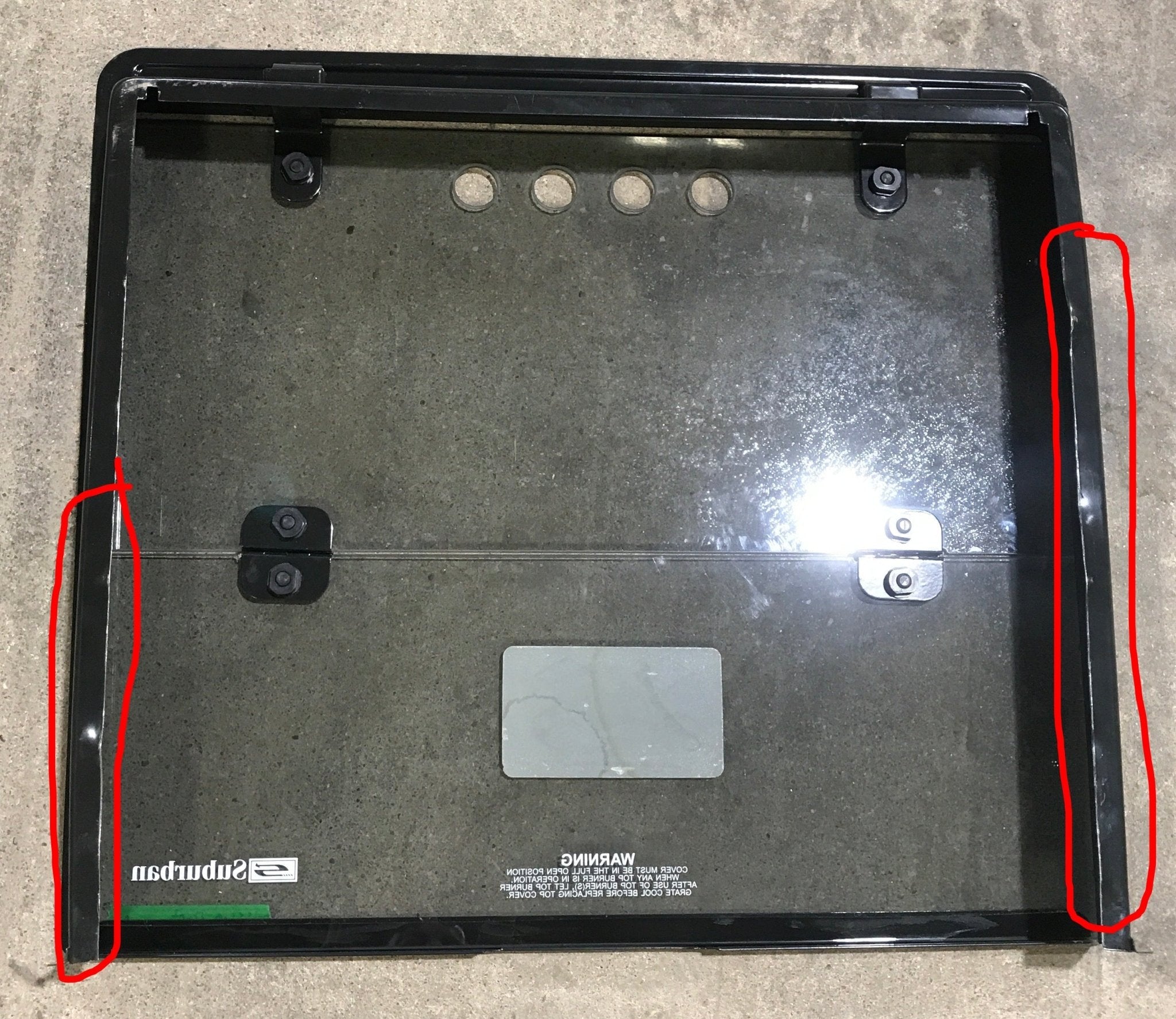 Used Replacement Glass for Suburban Stove Bi fold Cover 3085A - Young Farts RV Parts