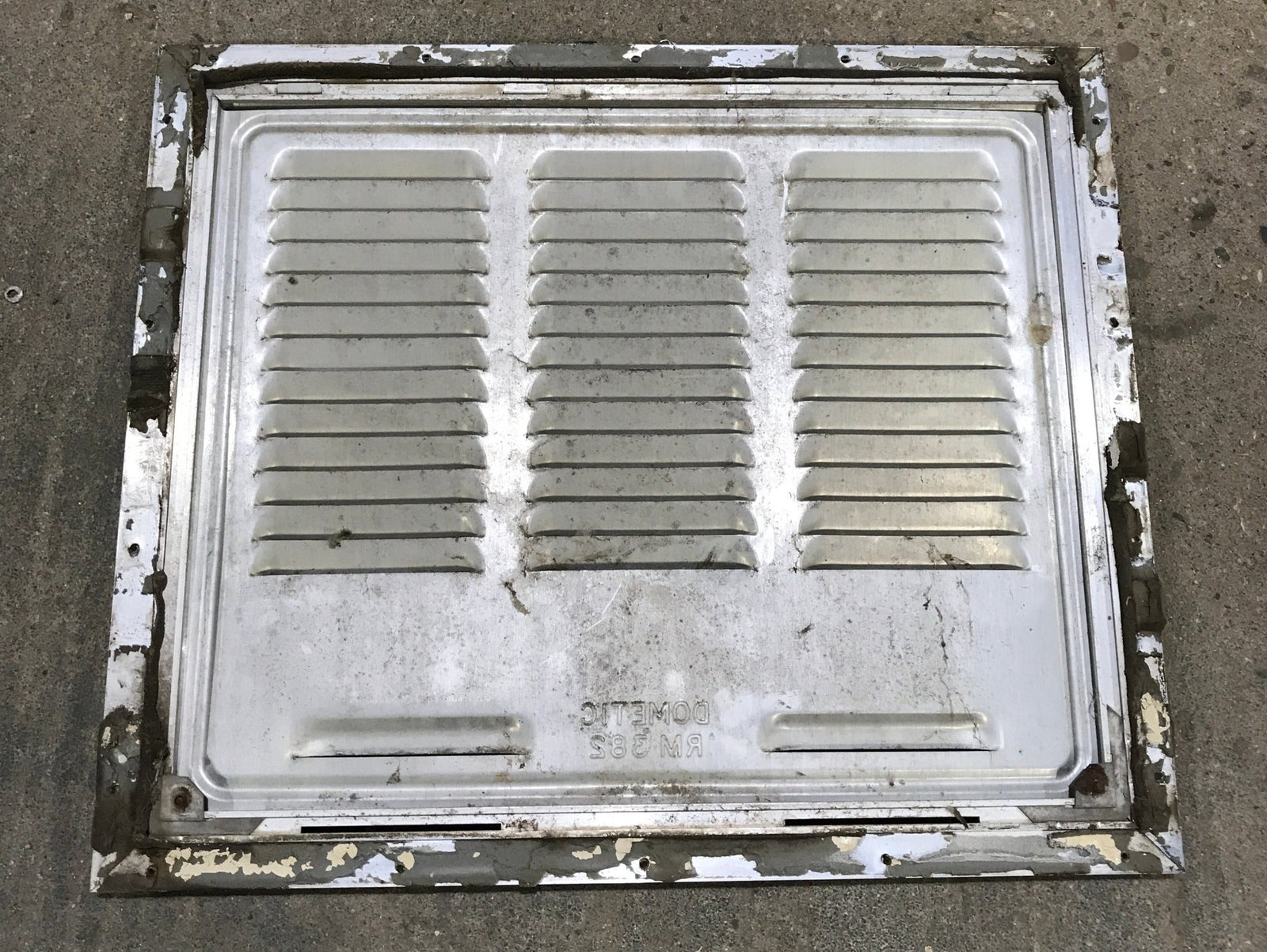 Used Retro DOMETIC (P/N UNKNOWN for RM382) - Off White Vent Door with Silver Trim - Young Farts RV Parts