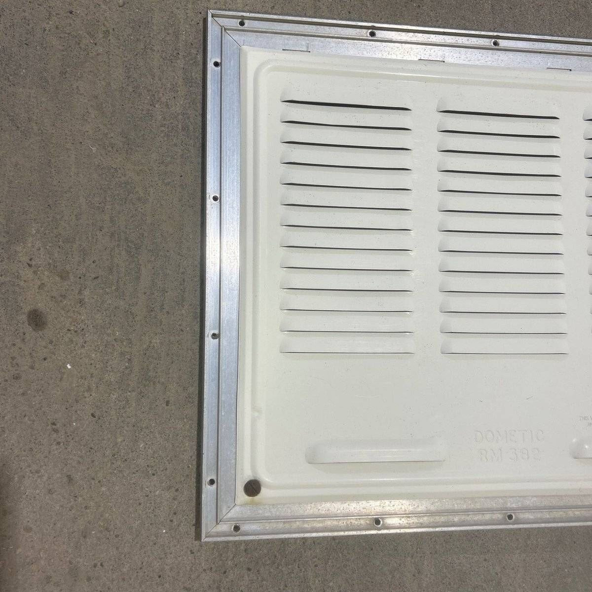 Used Retro DOMETIC (P/N UNKNOWN for RM382) - Off White Vent Door with Silver Trim - Young Farts RV Parts
