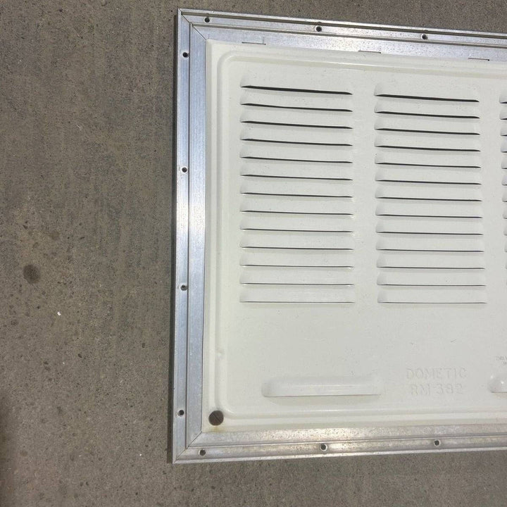 Used Retro DOMETIC (P/N UNKNOWN for RM382) - Off White Vent Door with Silver Trim - Young Farts RV Parts