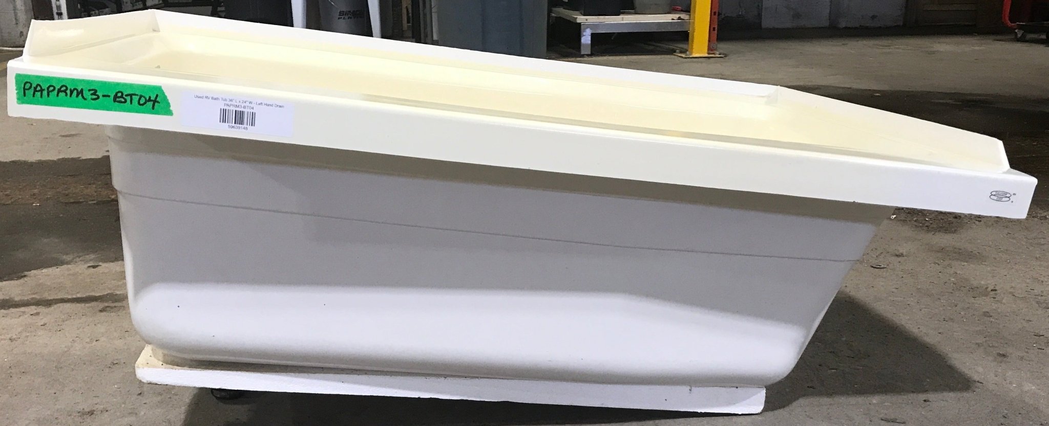 Used RV Bath Tub 36” L x 24" W - Left Hand Drain - Young Farts RV Parts