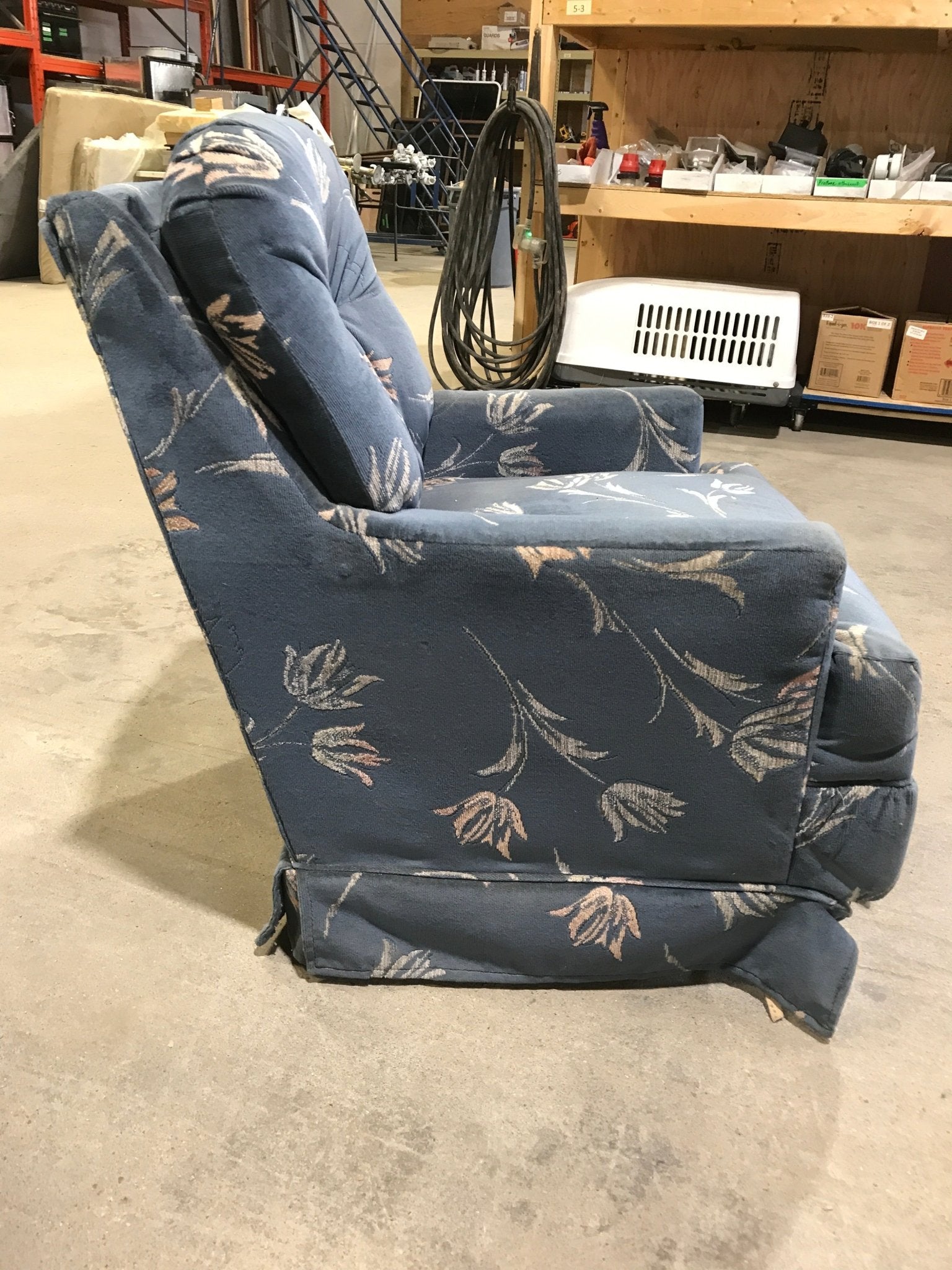 Used RV Chair - Blue with design - Young Farts RV Parts