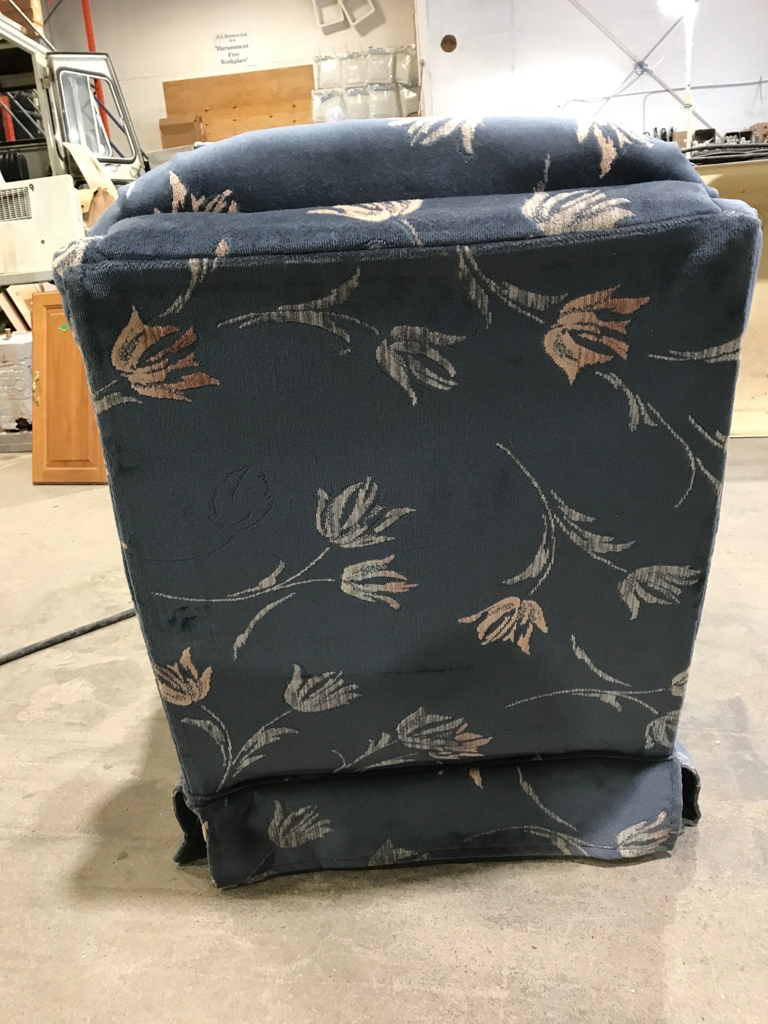 Used RV Chair - Blue with design - Young Farts RV Parts