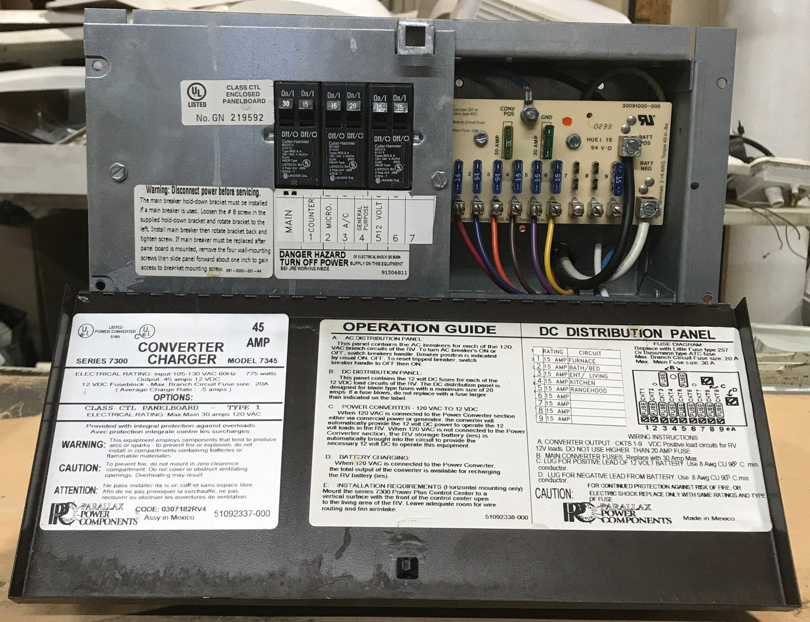 Used RV Converter Parallax 45 Amp 7300 Series - Young Farts RV Parts