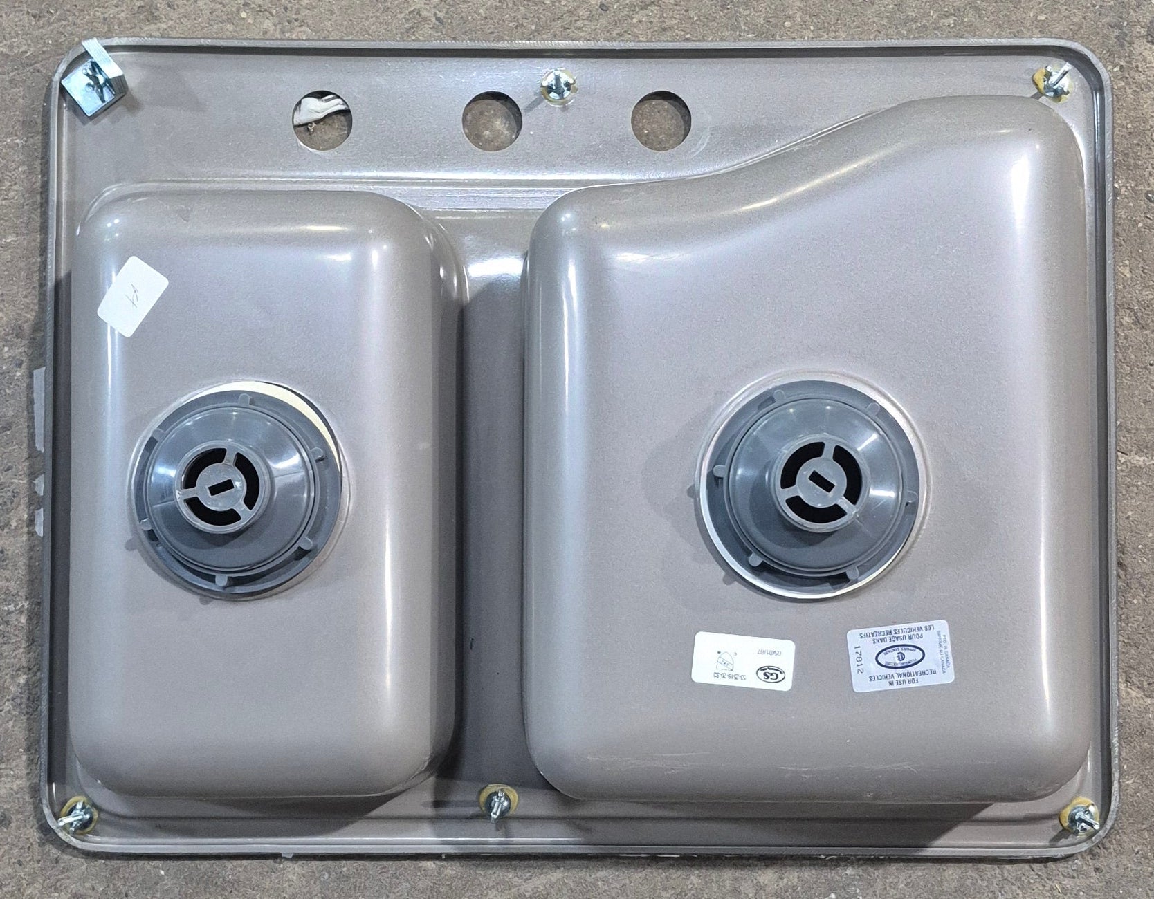 Used RV Double Kitchen Sink 24 3/4” W x 18 3/4” L - Young Farts RV Parts