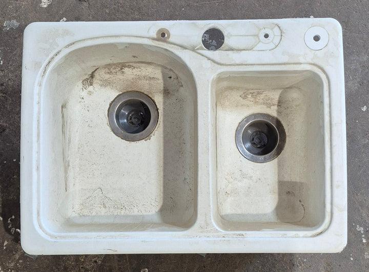 Used RV Double Kitchen Sink 27 3/8” W x 16 1/8” L - Young Farts RV Parts
