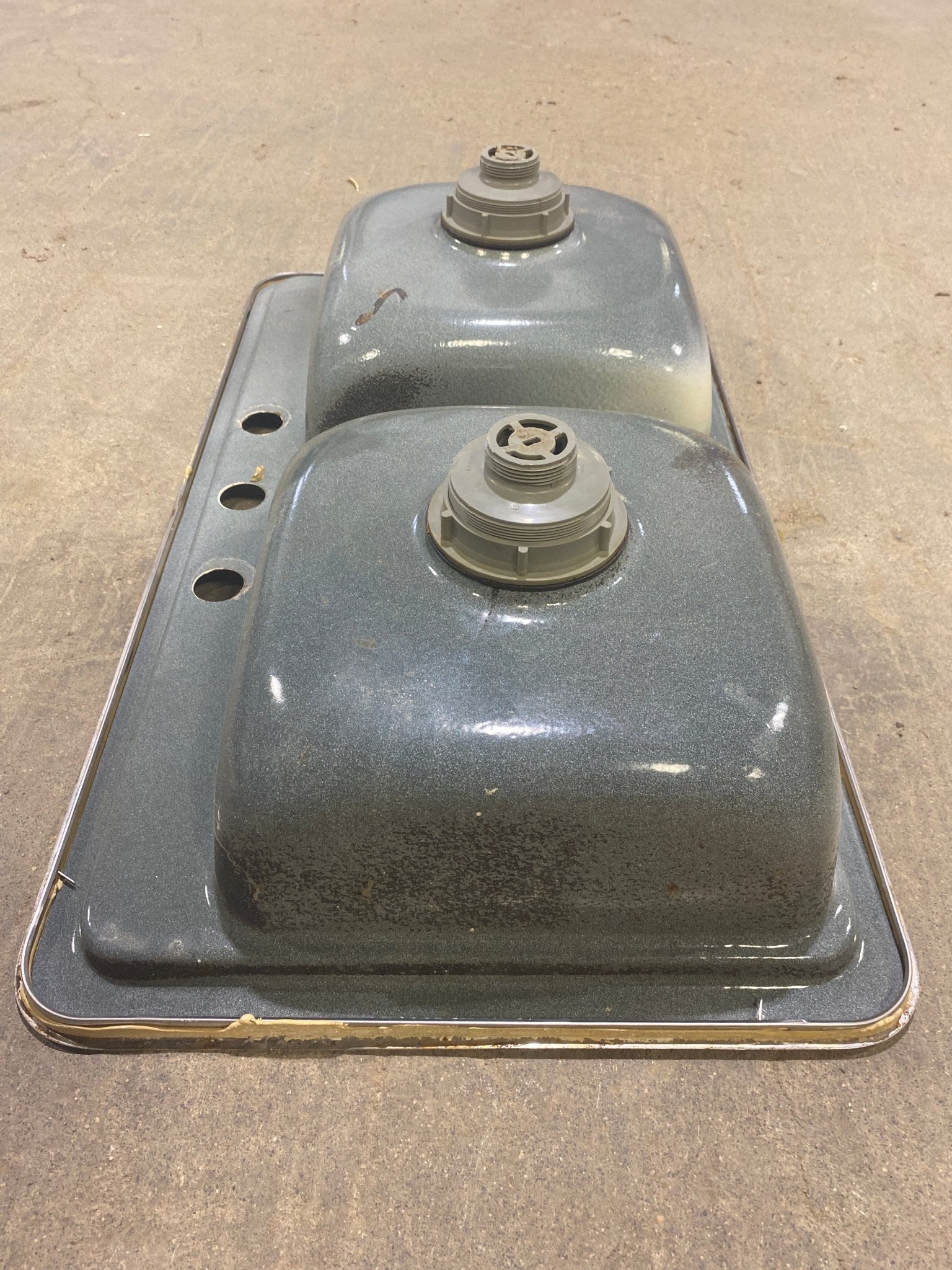 Used RV Double Kitchen Sink 33” W x 19” L - Young Farts RV Parts