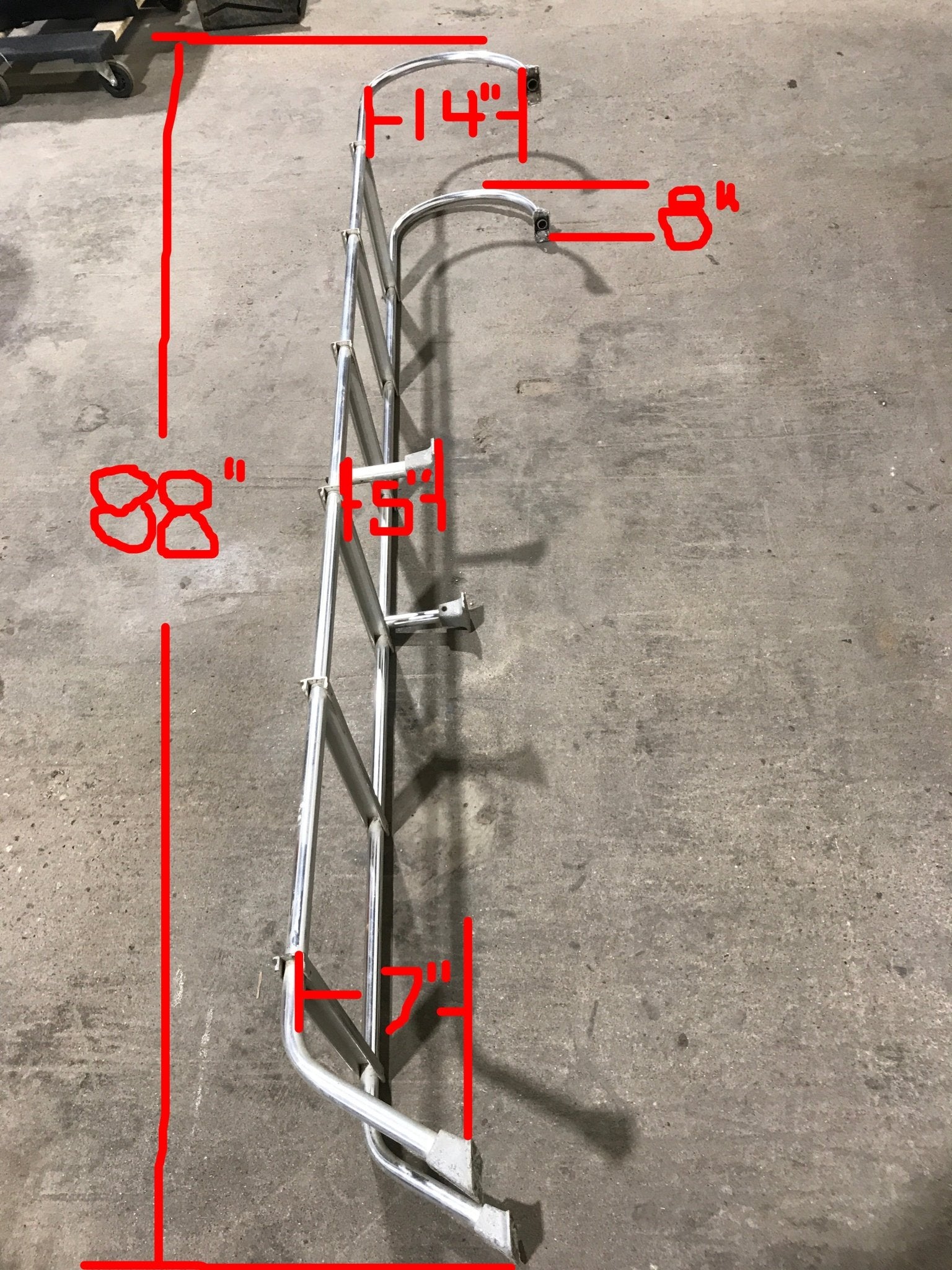 Used RV Exterior Ladder - Aluminum - 88" H x 14" W - Young Farts RV Parts