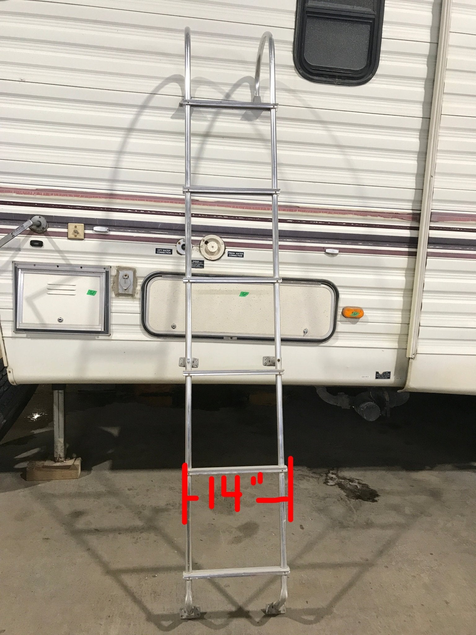 Used RV Exterior Ladder - Aluminum - 88" H x 14" W - Young Farts RV Parts