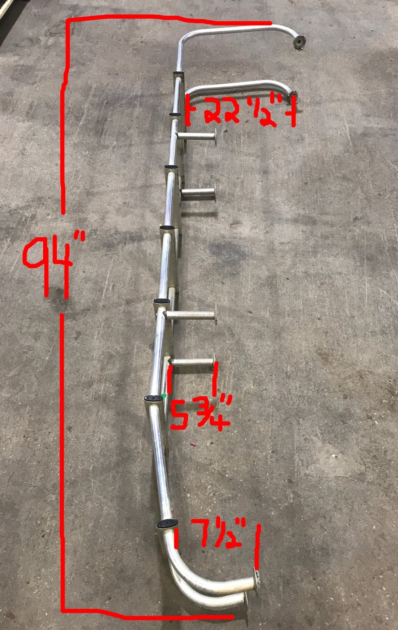 Used RV Exterior Ladder - Aluminum - 94" H x 13 1/4" W - Young Farts RV Parts