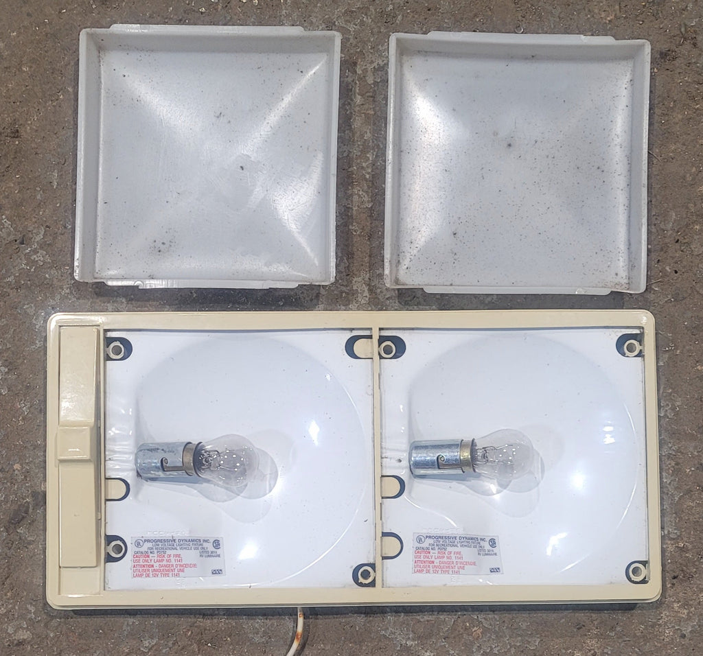 Used RV interior light Fixture - *DOUBLE* - Young Farts RV Parts