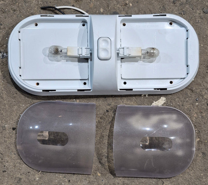 Used RV Interior Light Fixture, Double, Has Switch - Young Farts RV Parts