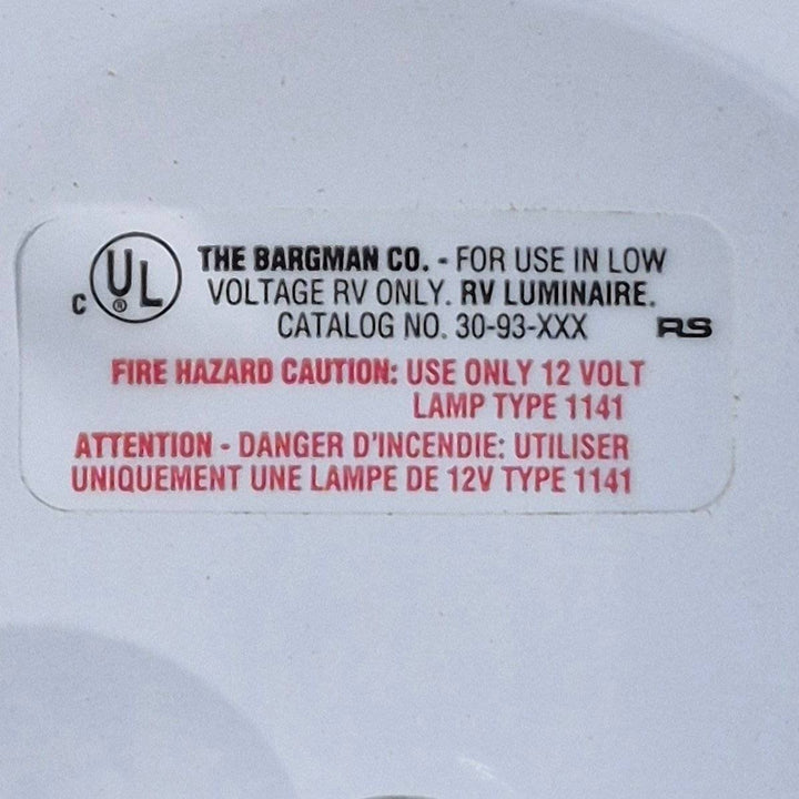 Used RV Interior Light Fixture, Single, Has Switch - 30 - 93 - XXX - Young Farts RV Parts