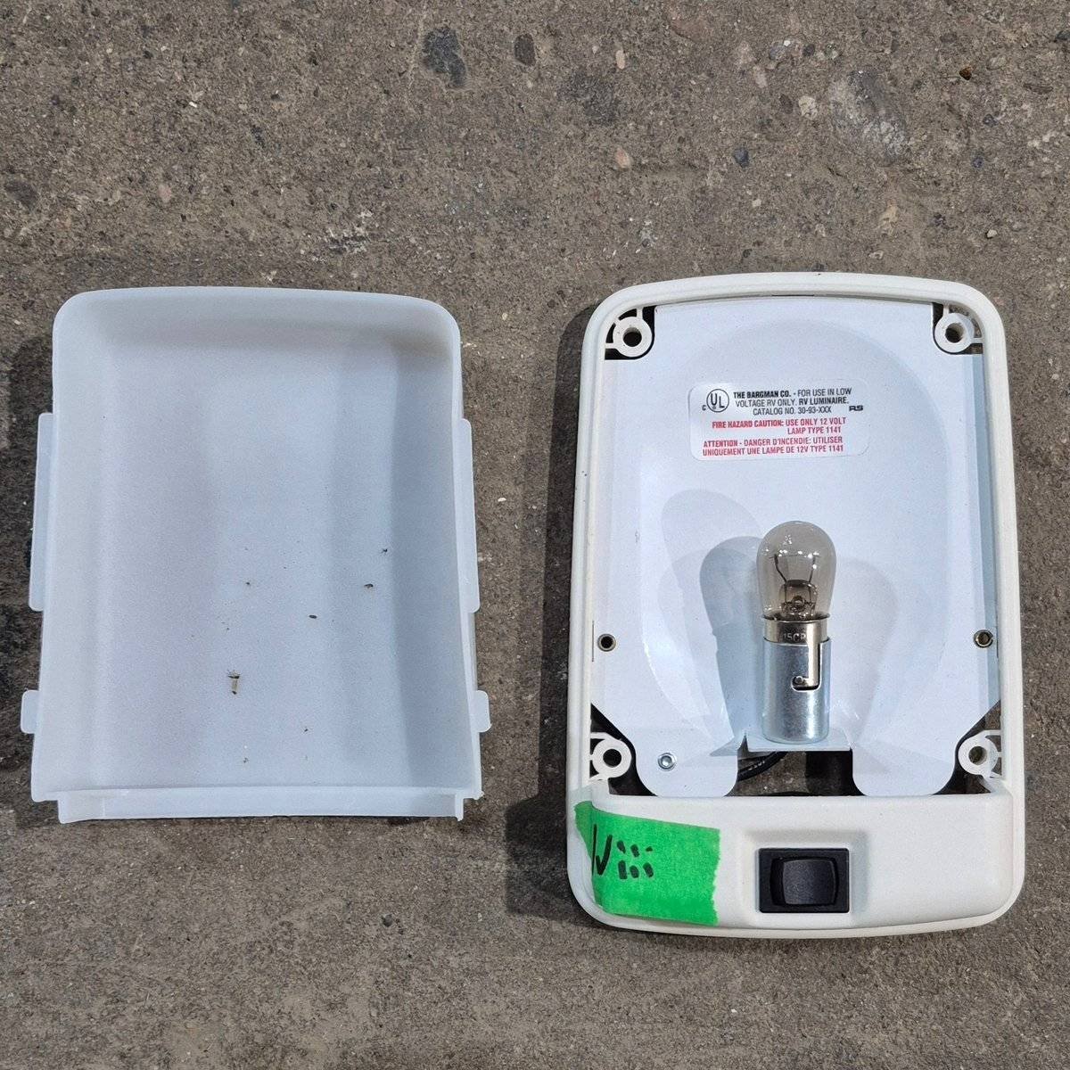 Used RV Interior Light Fixture, Single, Has Switch - 30 - 93 - XXX - Young Farts RV Parts