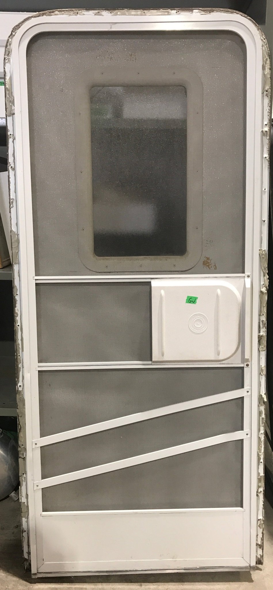 Used RV Radius Corner Entry Door 29 1/2" W x 70" H - Young Farts RV Parts