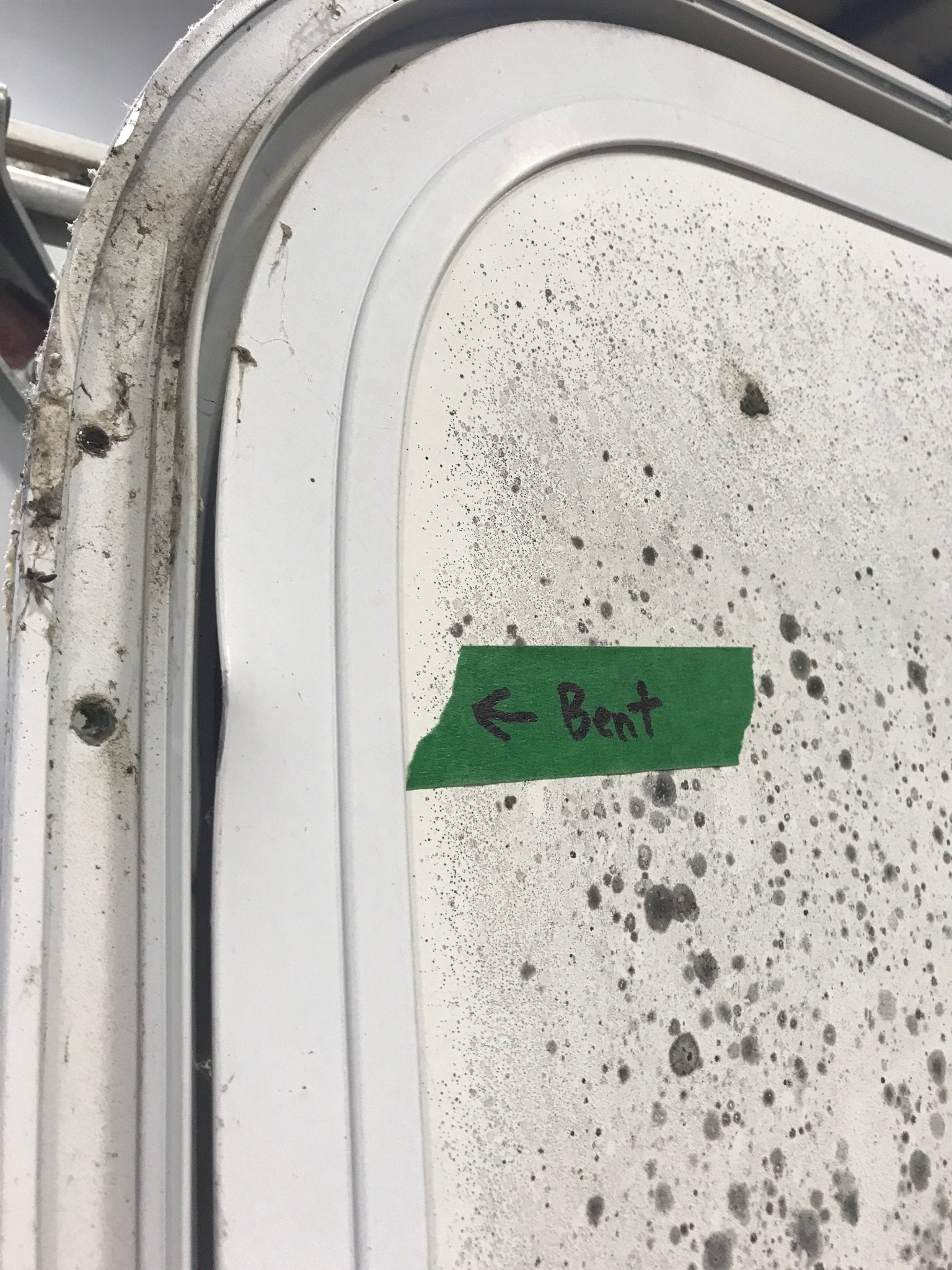 Used RV Radius Corner Entry Door 29 1/2" W x 71 1/2" H - Young Farts RV Parts