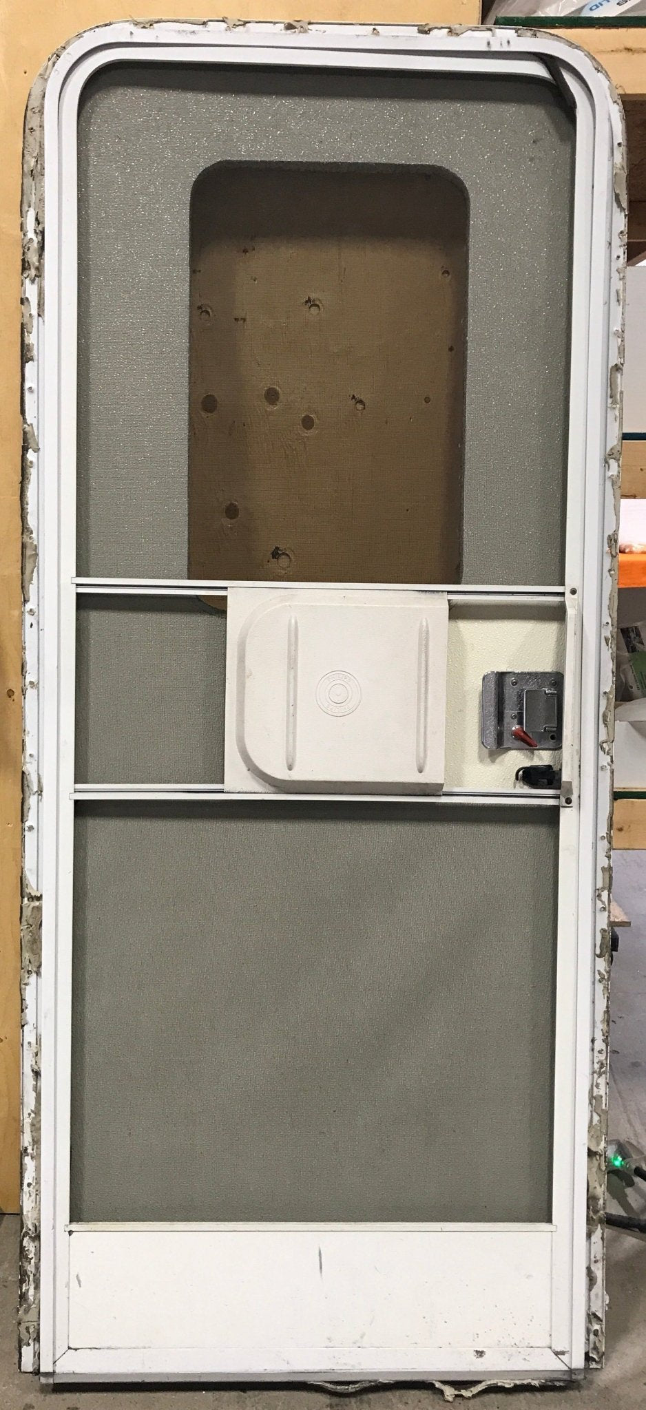 Used RV Radius Corner Entry Door 29 1/2" W x 72 1/4" H - Young Farts RV Parts