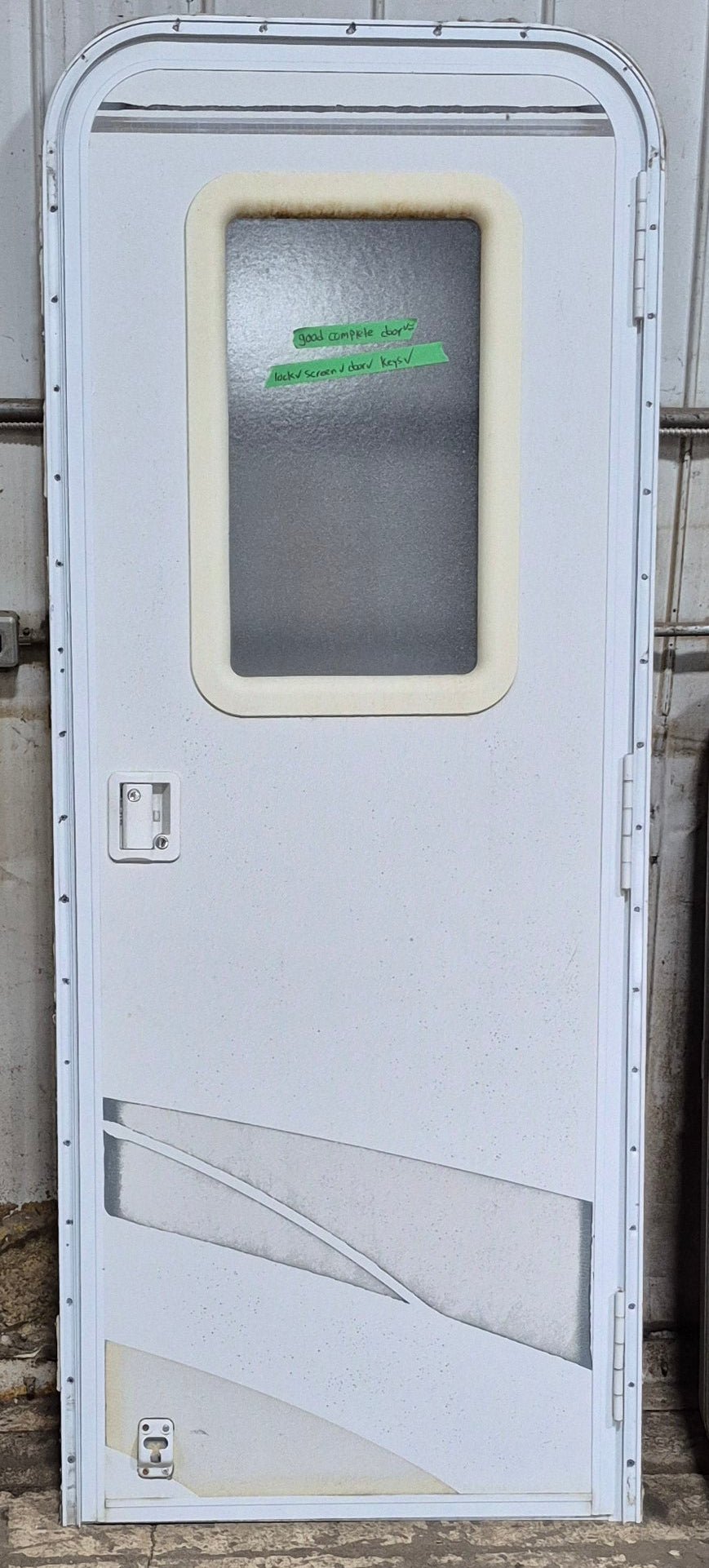 Used RV Radius Entry Door 26" W x 69 3/4" H - Young Farts RV Parts