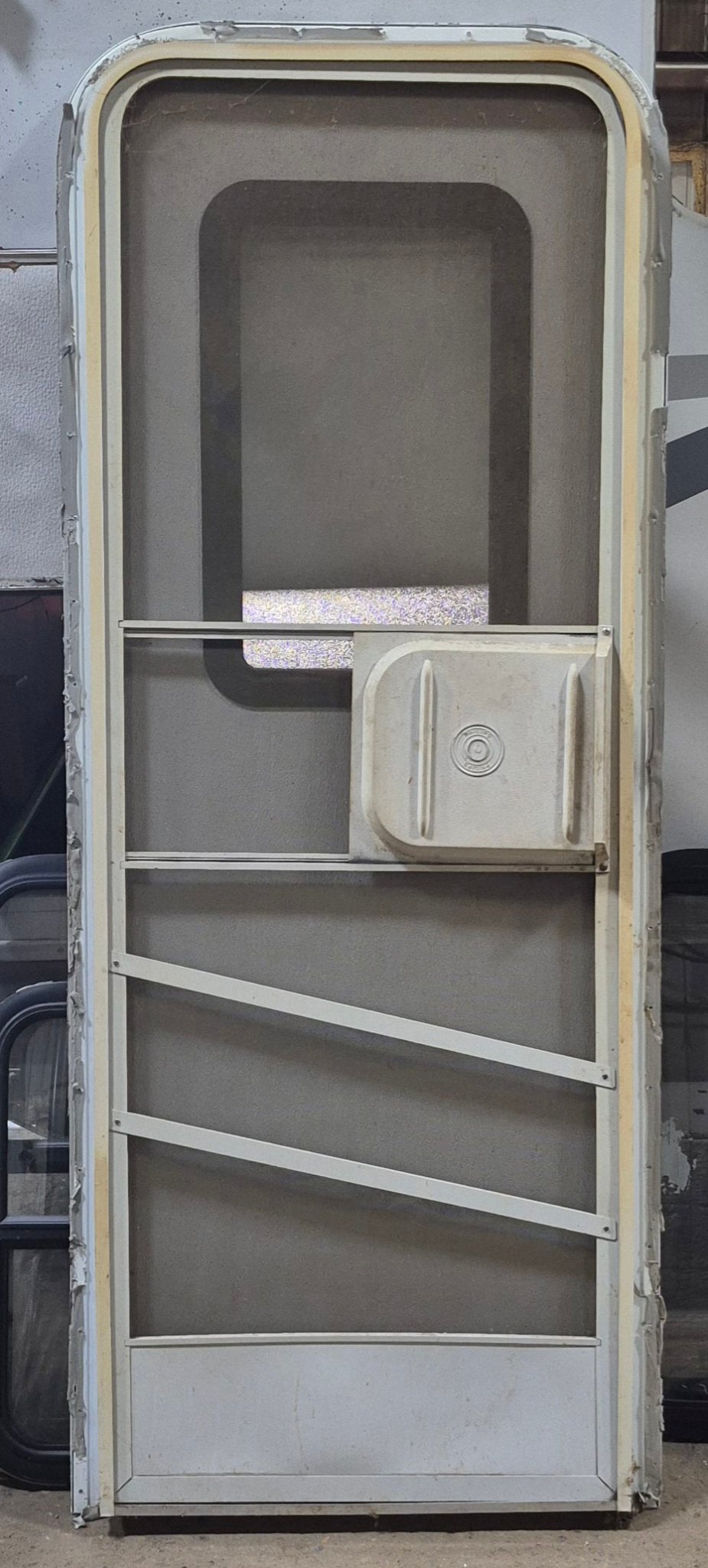Used RV Radius Entry Door 26" W x 70 1/8" H - Young Farts RV Parts