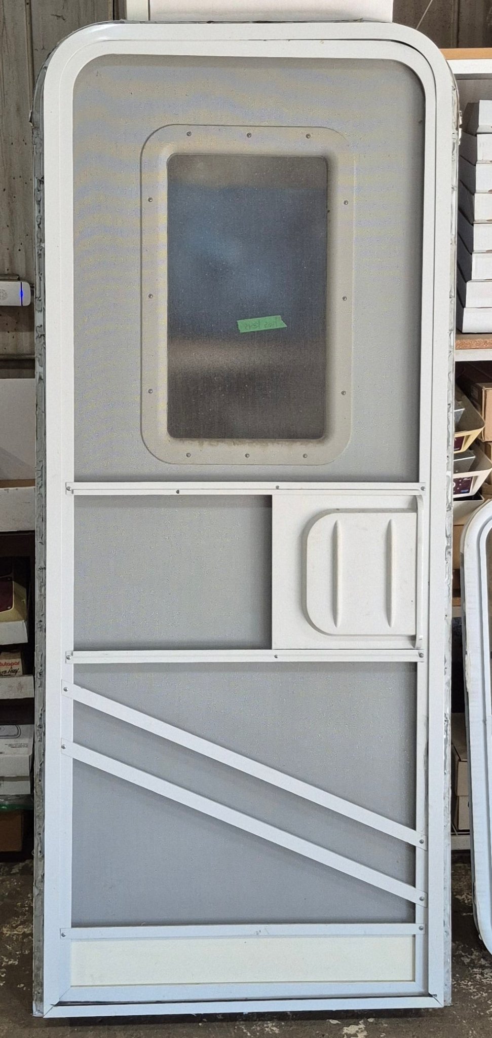 Used RV Radius Entry Door 29 1/2" W x 72" H - Young Farts RV Parts