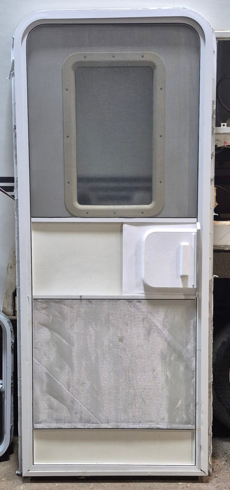 Used RV Radius Entry Door 29 3/4" W x 71 3/4" H - Young Farts RV Parts