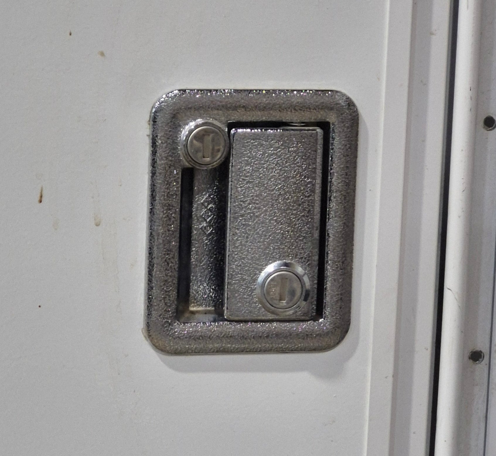 Used RV Radius Toy Hauler Garage Door 35 1/2" x 72" - Young Farts RV Parts