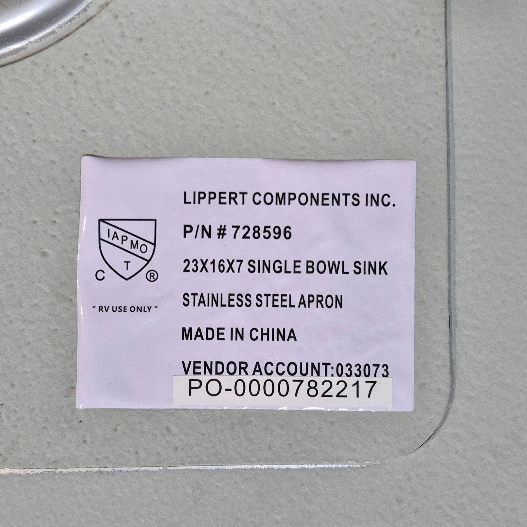 Used RV Single Kitchen Sink 23” W x 16” L - Young Farts RV Parts