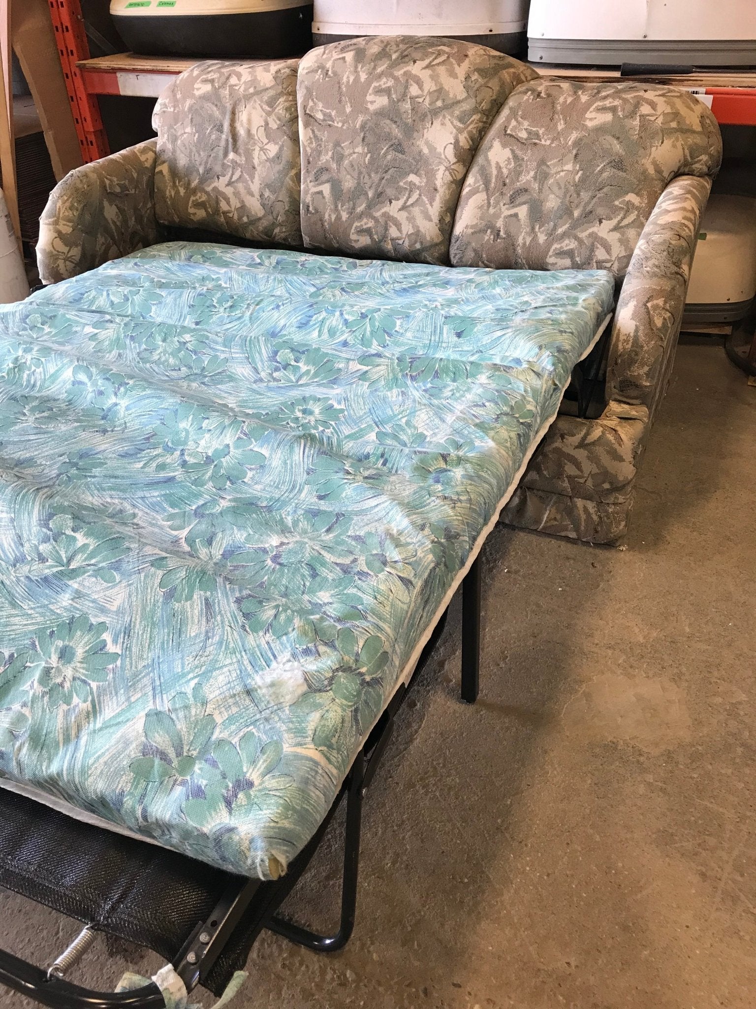 Used RV Sofa with Hide - a - bed 66” x 88” - Young Farts RV Parts