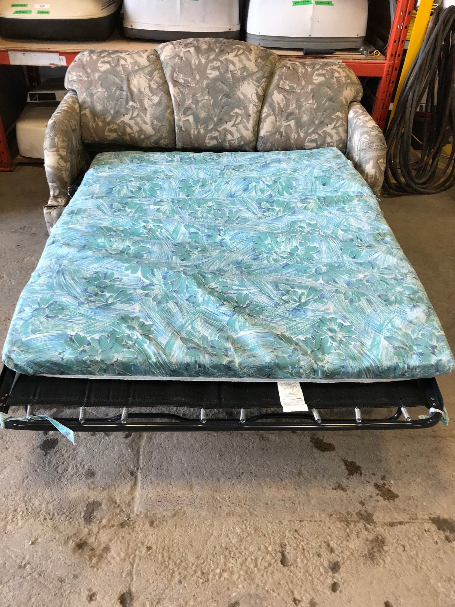 Used RV Sofa with Hide - a - bed 66” x 88” - Young Farts RV Parts