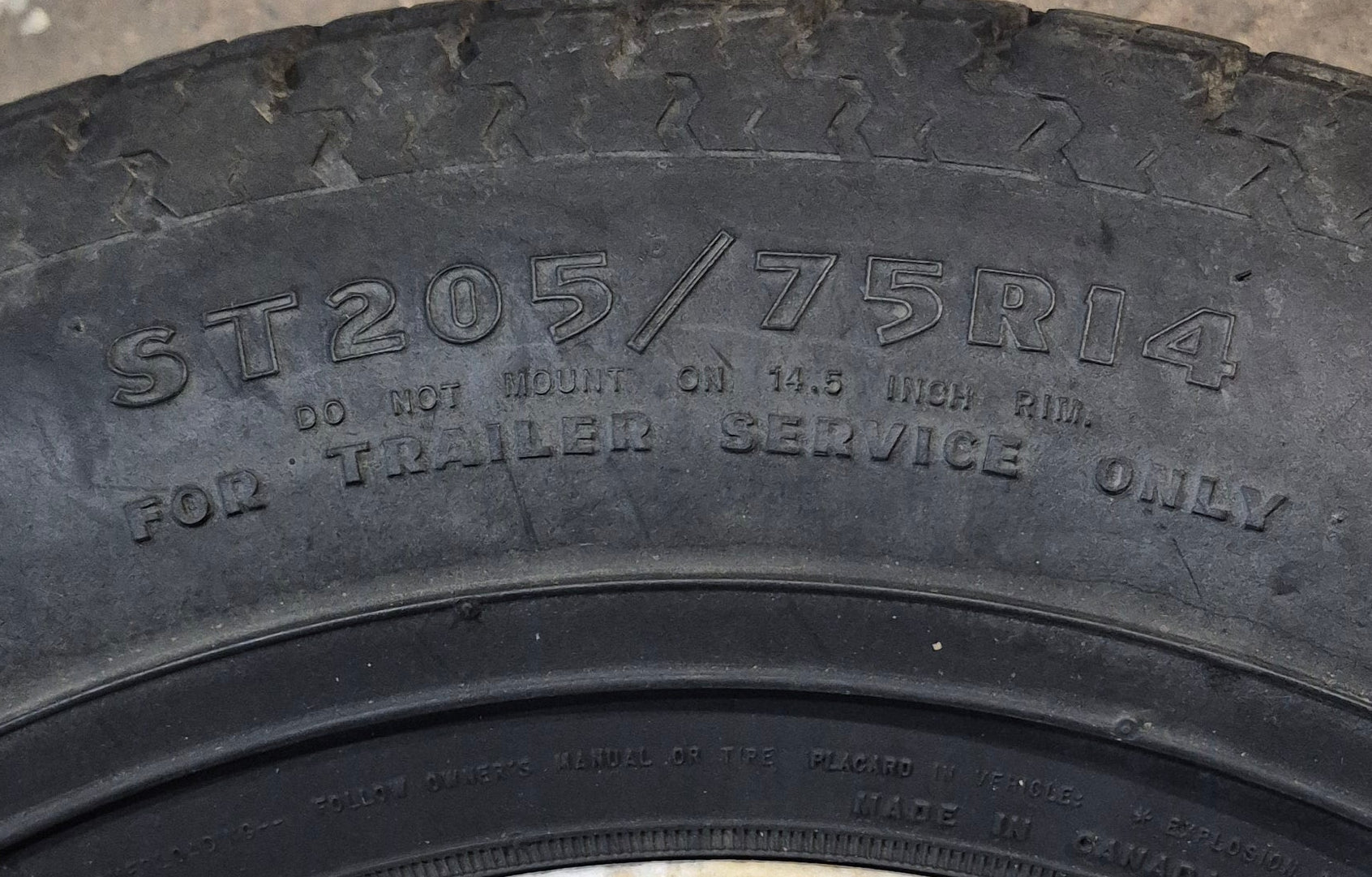 Used RV Tire & Rim 14" - 5 bolt - WEATHER CHECKED - Young Farts RV Parts