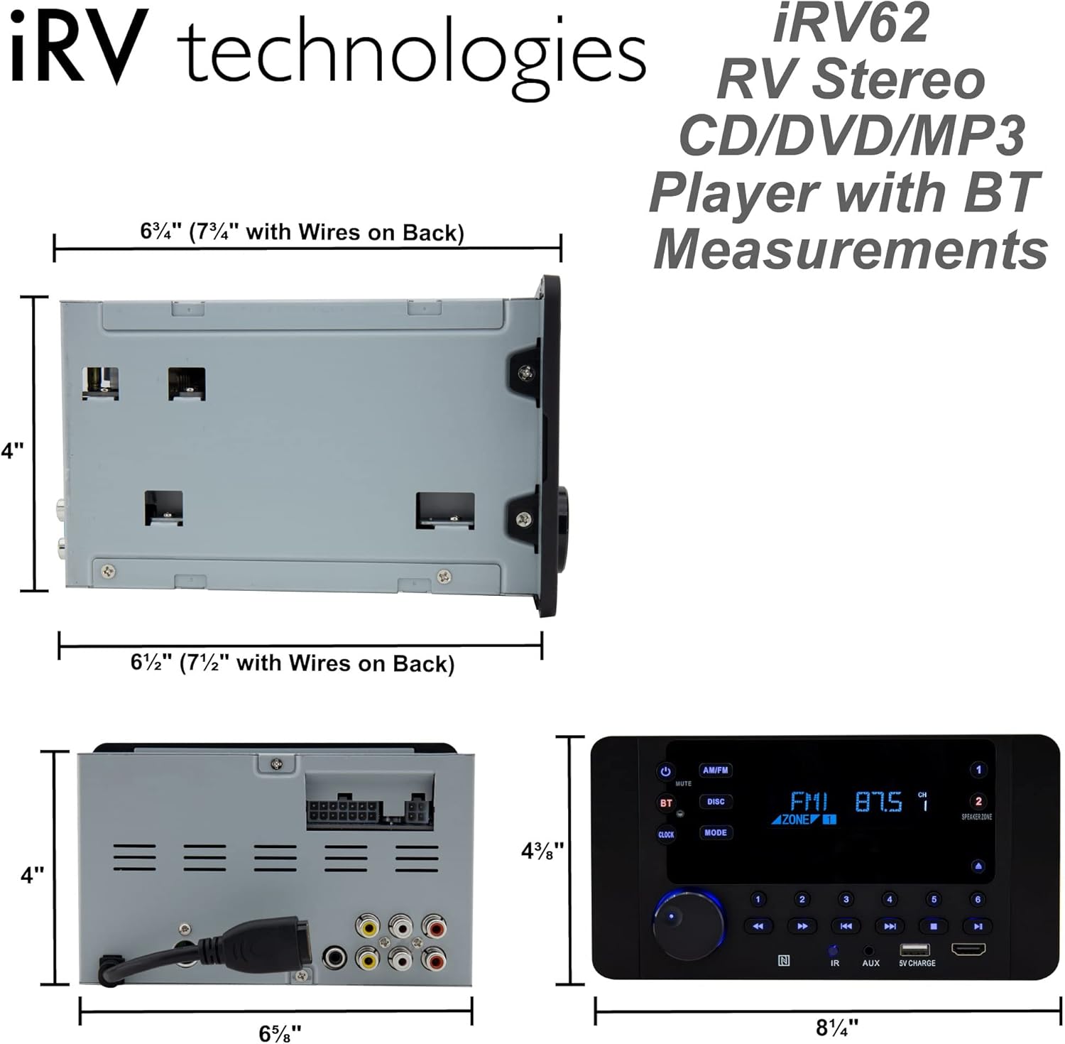 Used RV Wall Mount Radio iRV62 - Young Farts RV Parts