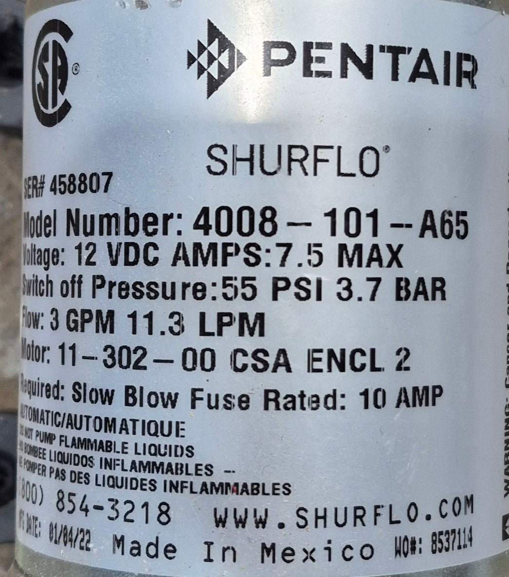 Used SHURflo Water Pump Motor Assembly 4008 - 101 - A65 - Young Farts RV Parts