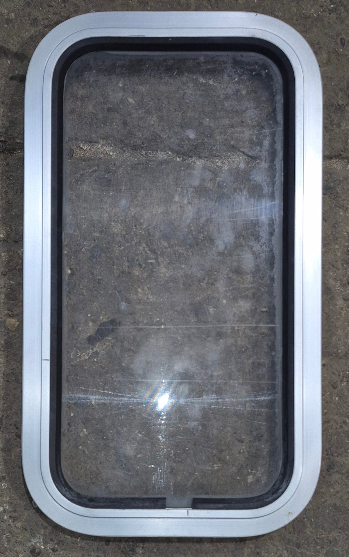 Used Silver Entry Door Window : 23 1/4" x 13 1/4" - Young Farts RV Parts