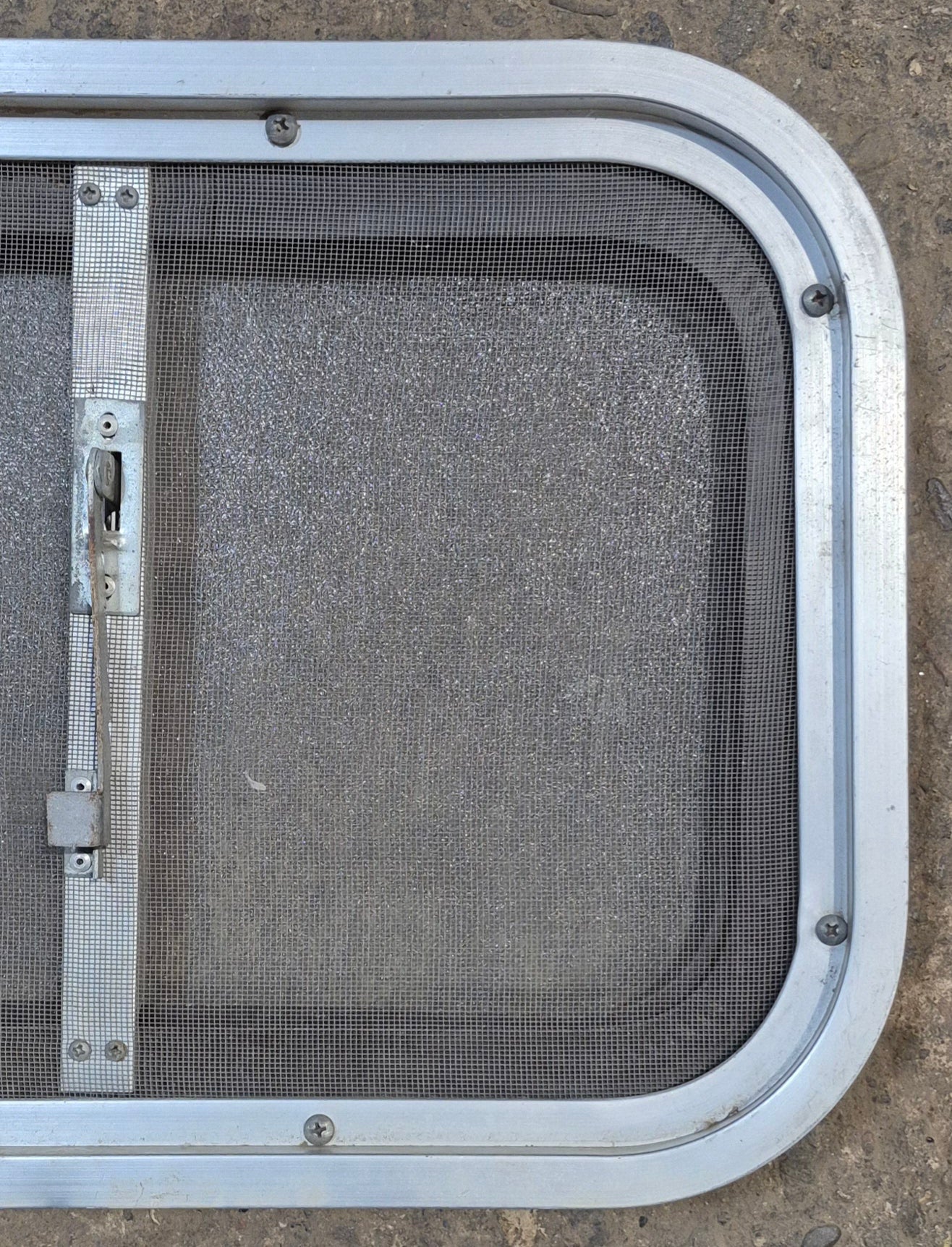 Used Silver - ish Radius Opening Window : 16 1/2 x 11 1/4