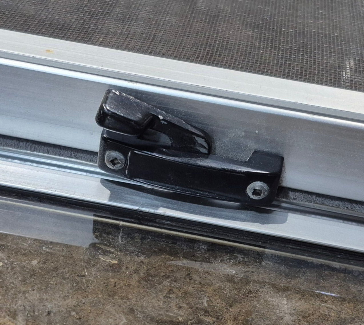 Used Silver Radius Opening Window : 30" W x 11 1/2" H x 1 3/4" D - Young Farts RV Parts